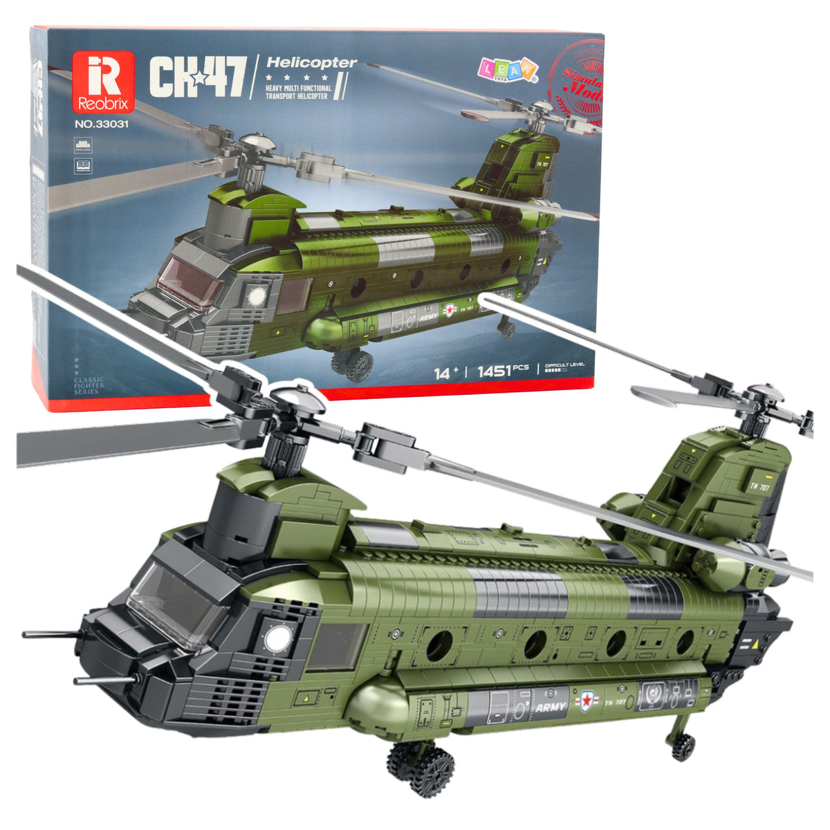 Brící Tógála Socraigh Héileacaptar Míleata Ch-47 Chinook 1451 ríomhaire.