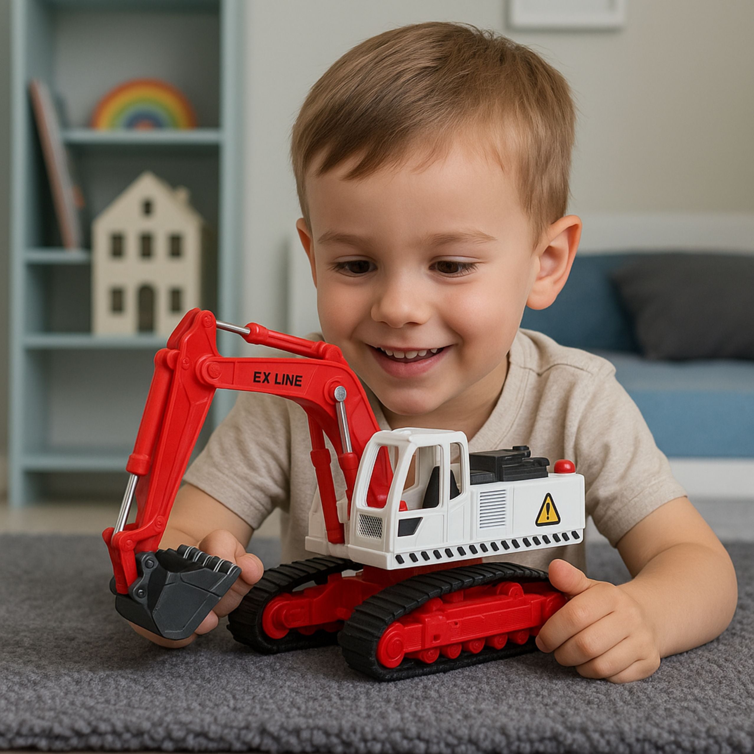 Metal Crawler Excavator With Movable Swivel Bucket Cabin Lights Sounds