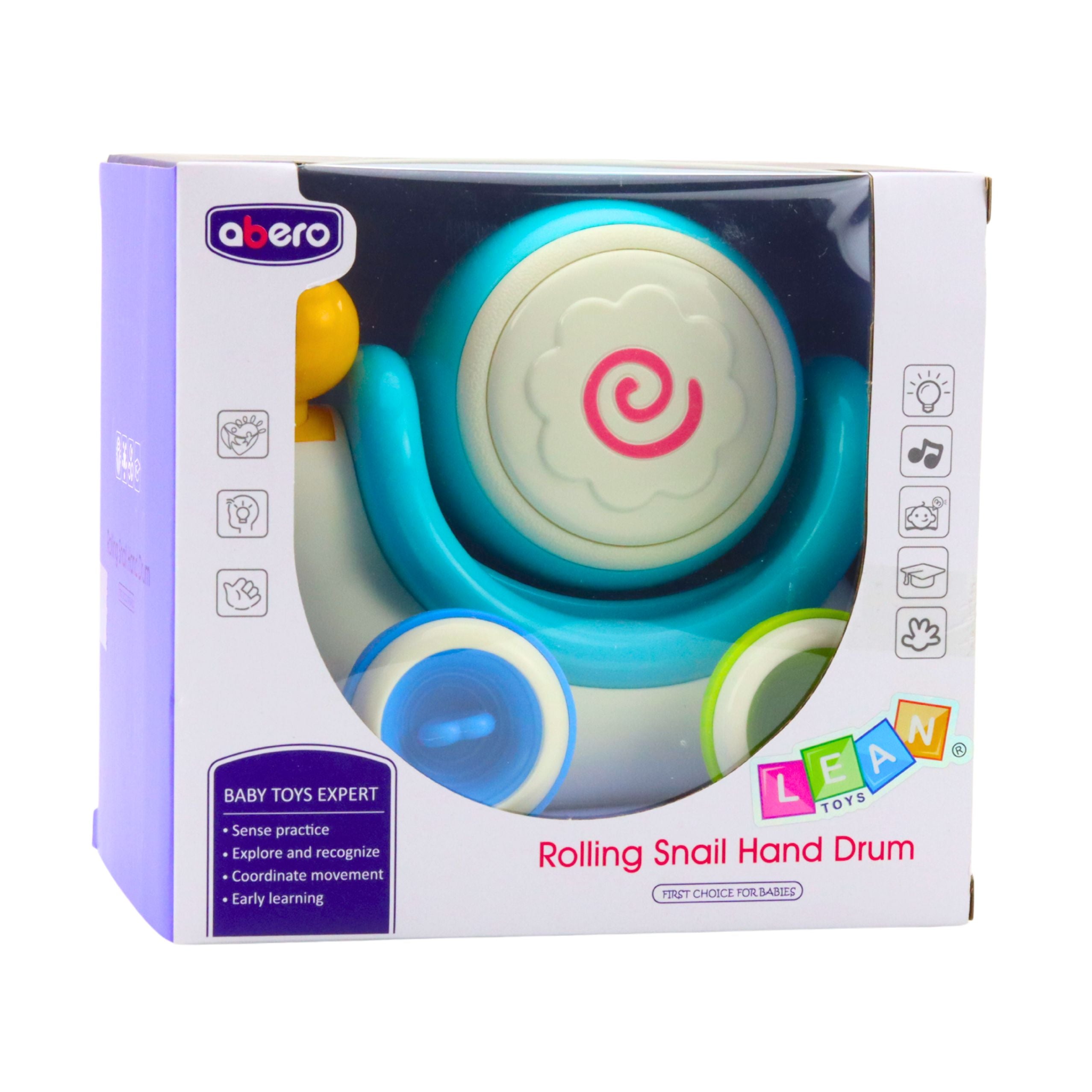 Interactive Snail Riding Drum Musical Educational Blue