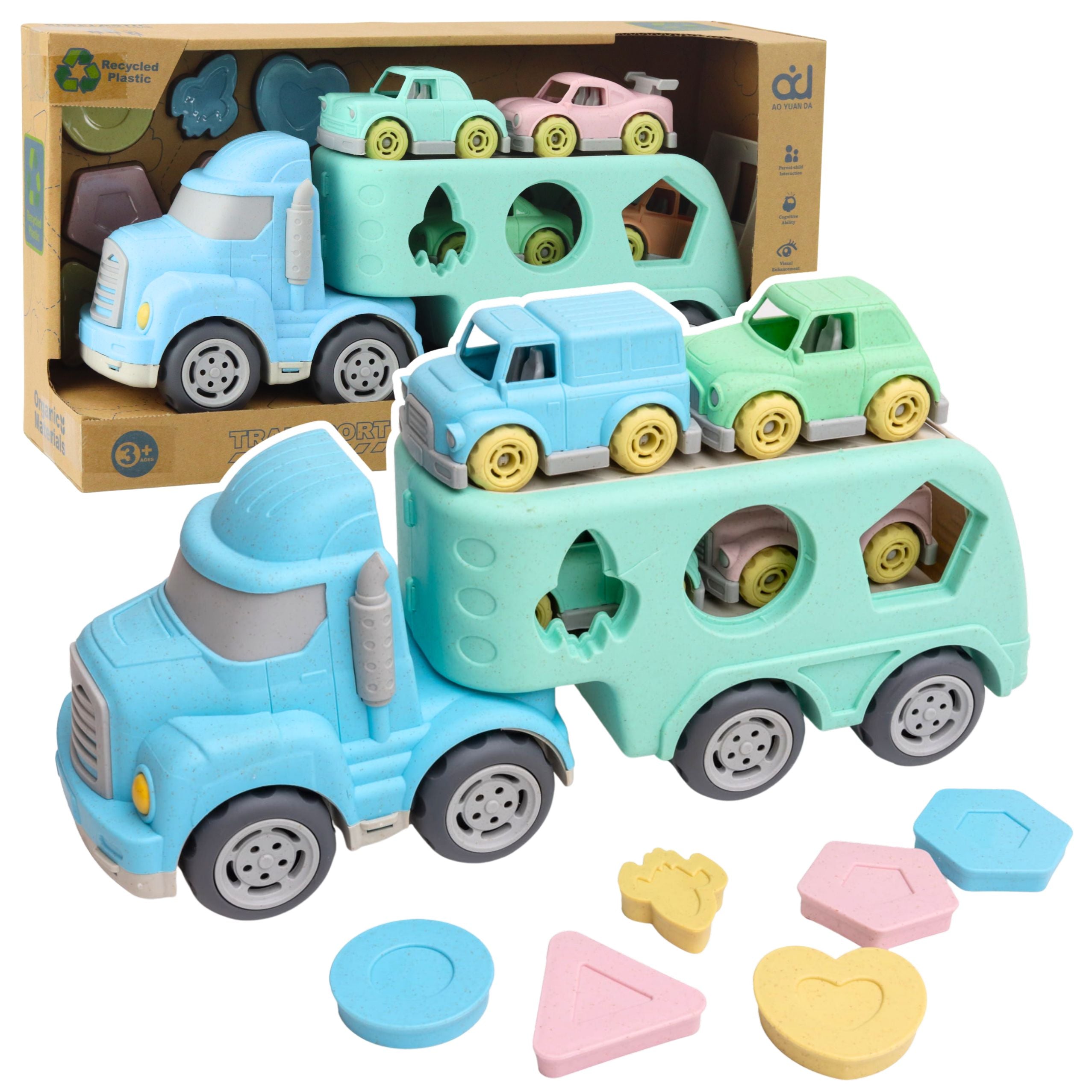 Truck Tow Truck Educational Sorter With Cars Blocks Pastel Bio Plastic