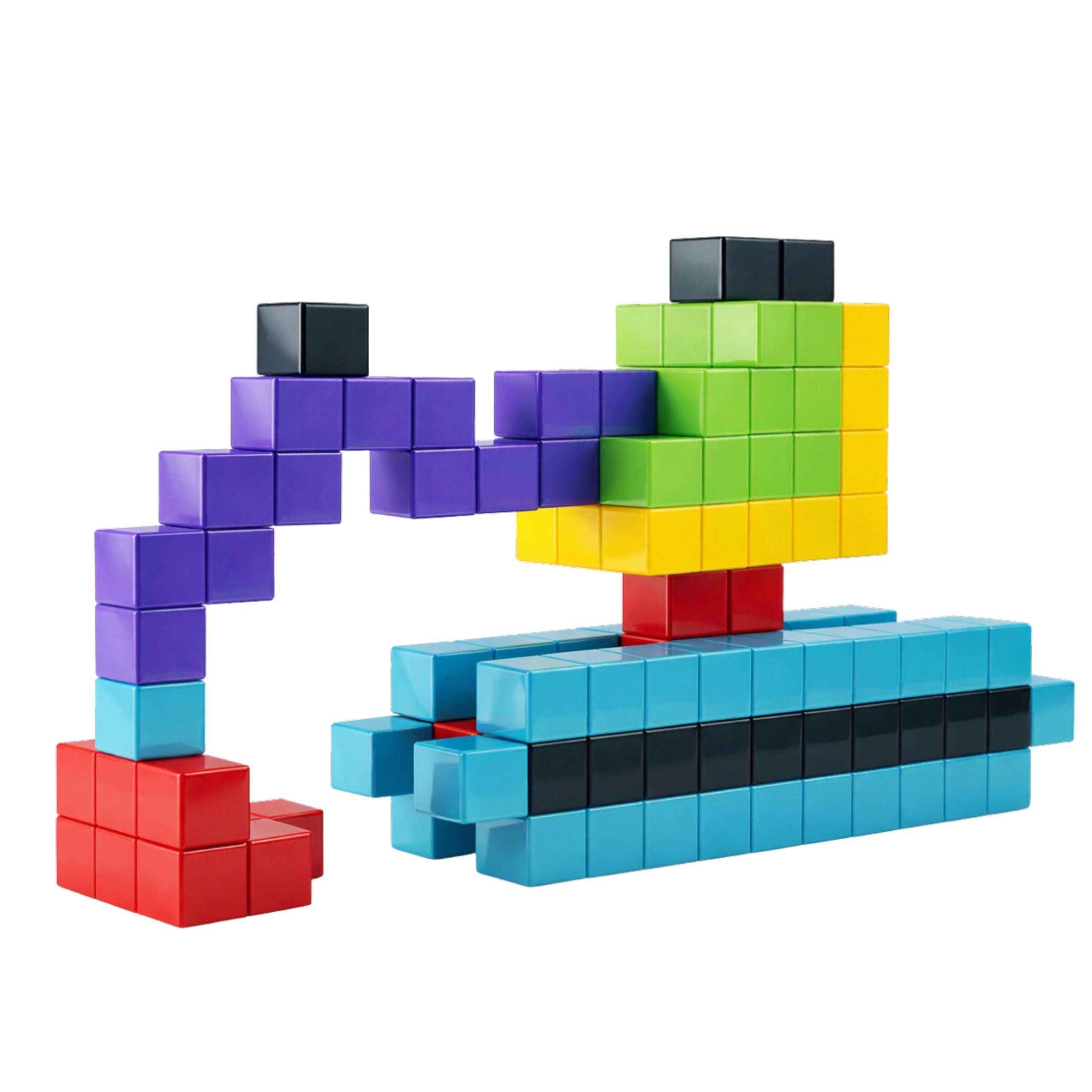 Magnetische Bauklötze, Würfel, 3D-Blöcke, bunt, 96 Stück.