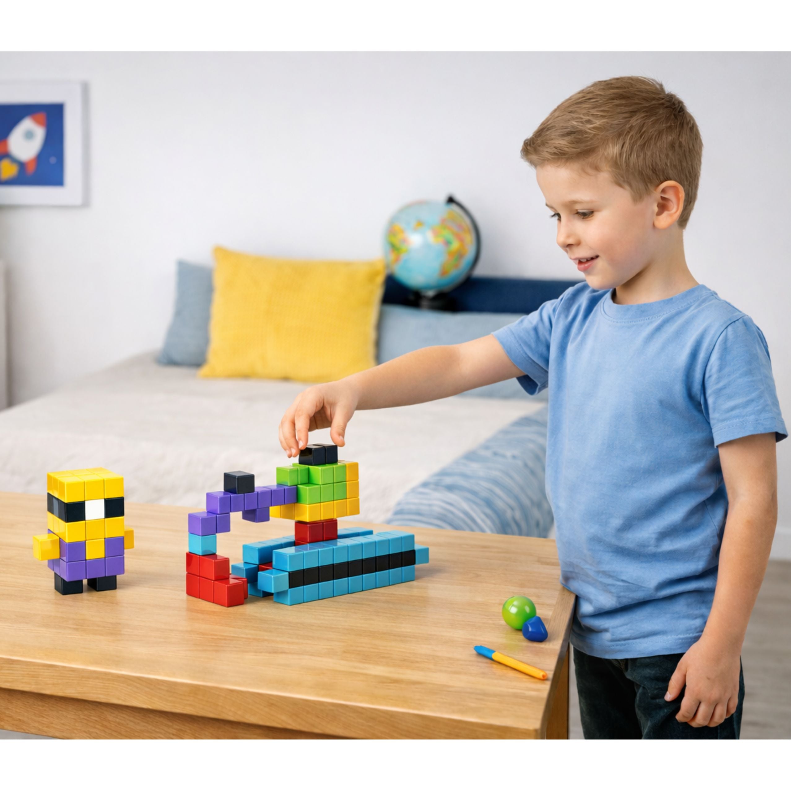 Magnetische Bauklötze, Würfel, 3D-Blöcke, bunt, 96 Stück.