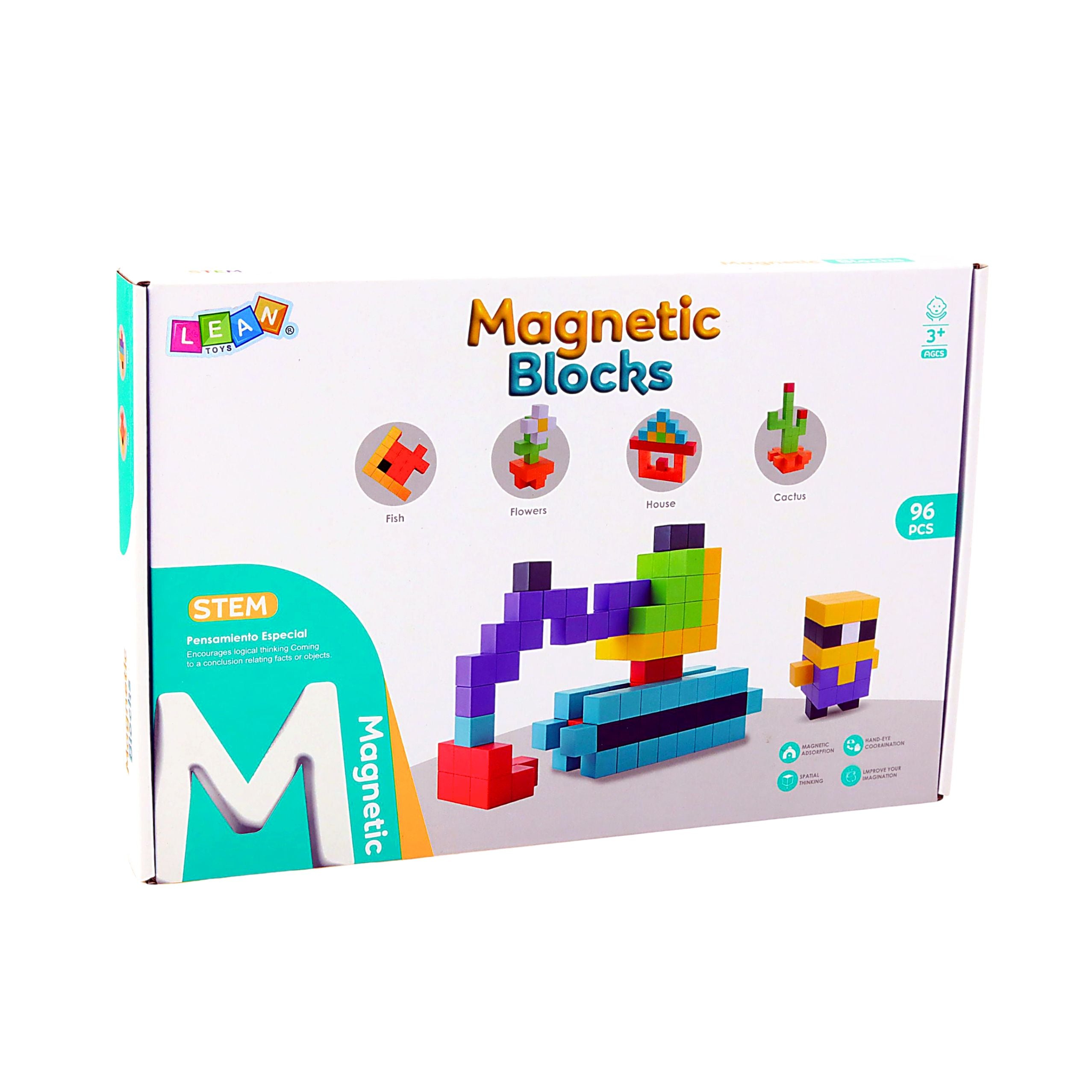 Magnetische Bauklötze, Würfel, 3D-Blöcke, bunt, 96 Stück.