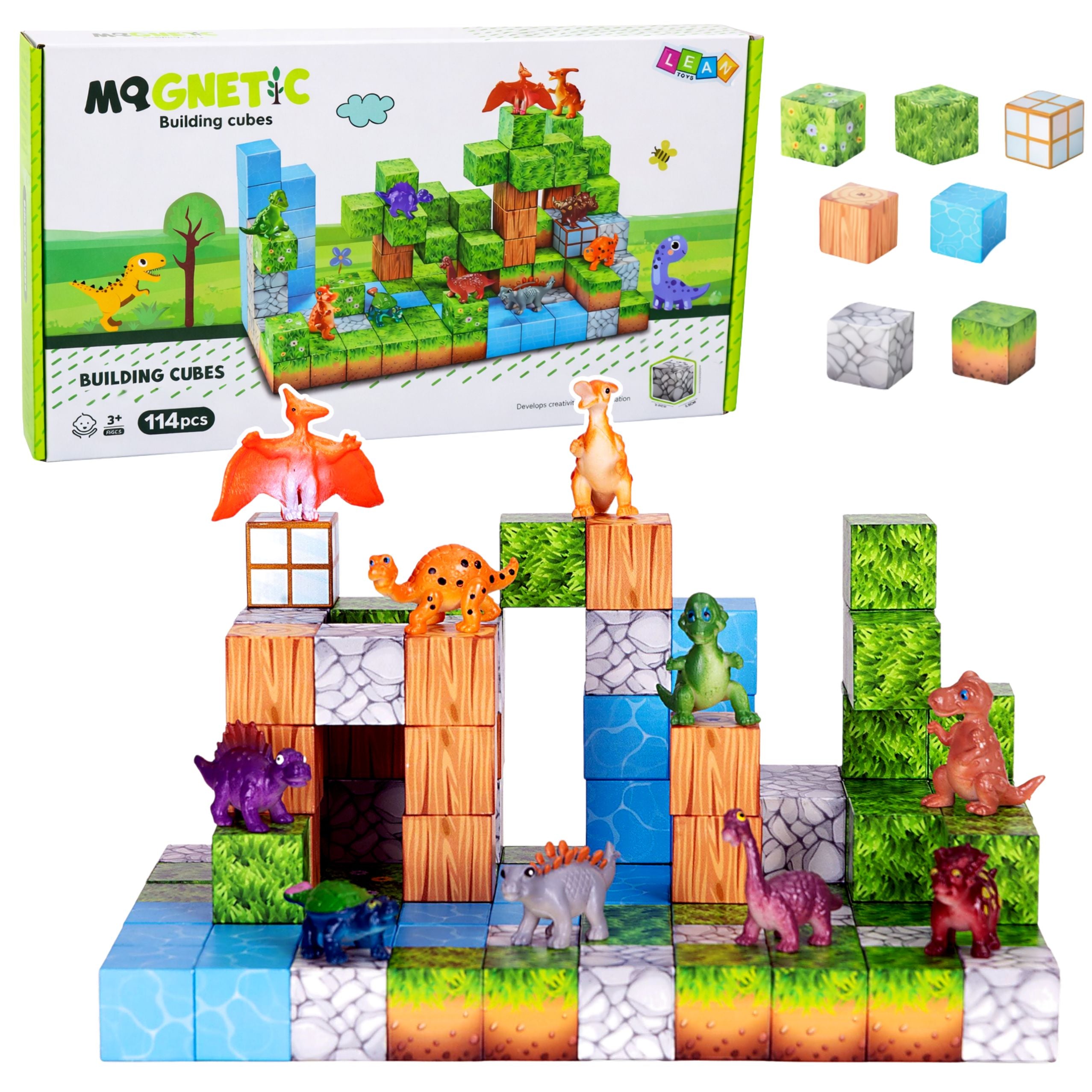 Magnetic Construction Blocks Cubes Square World 3d 114 Pcs.
