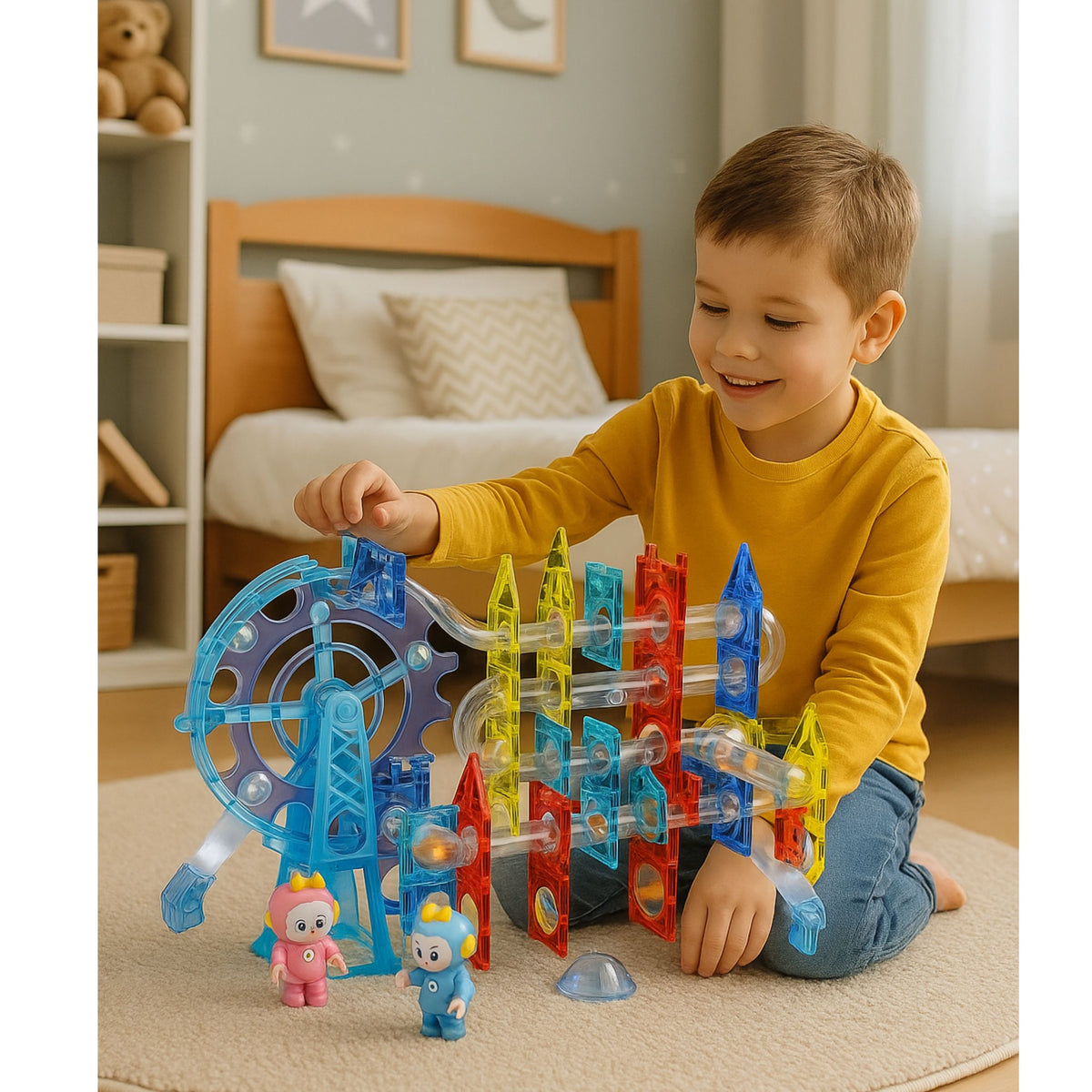 Magnetische Raumbausteine ​​Kugelbahn Leuchtende Menschen 120 Stk.