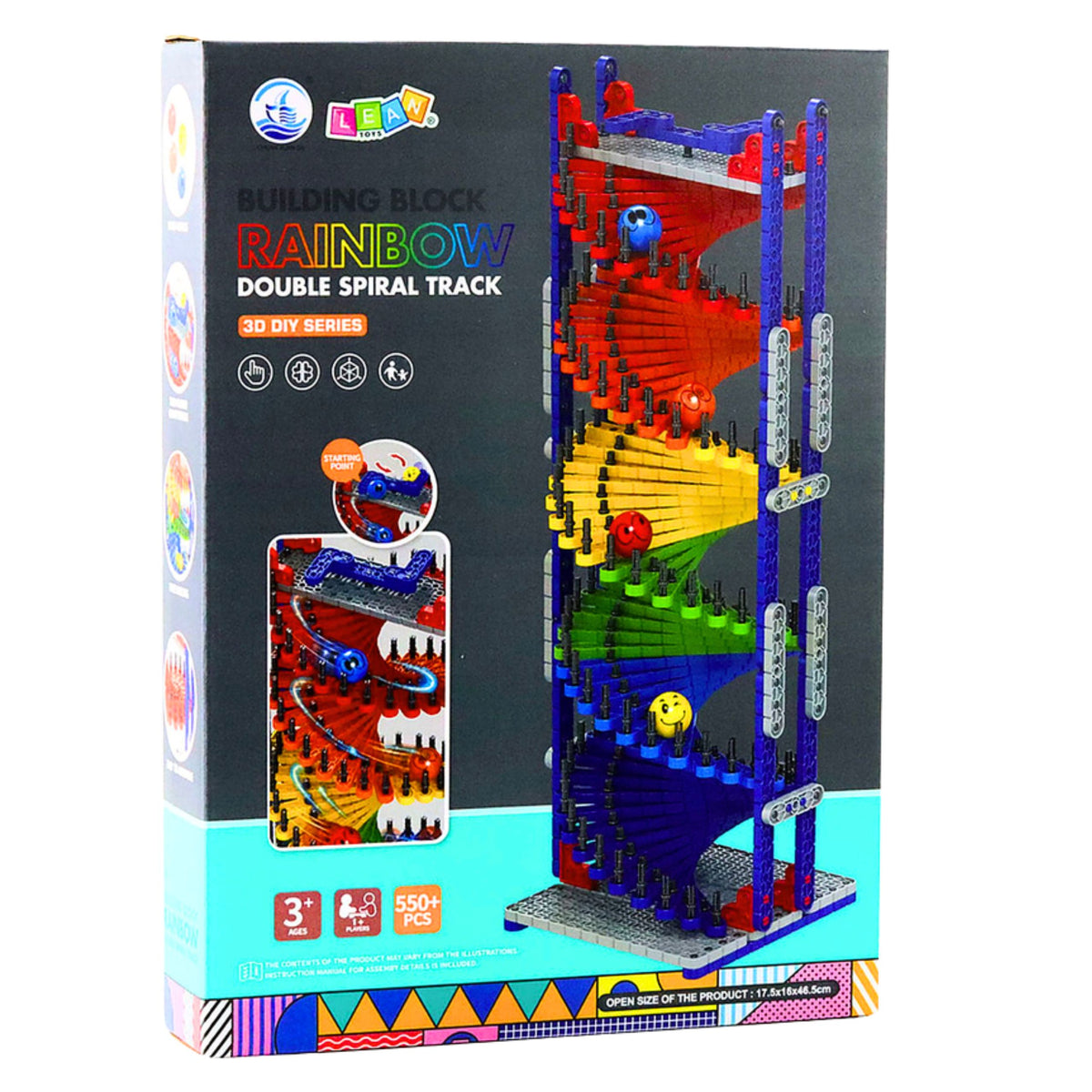 Educational Construction Blocks Slide Track For Balls Colorful 550 Pcs.