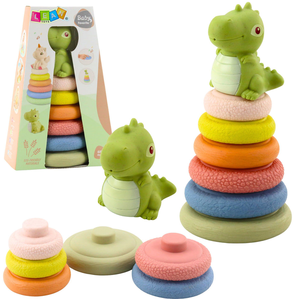 Soft Sensory Pyramid Dinosaur Rubber Eco Colorful
