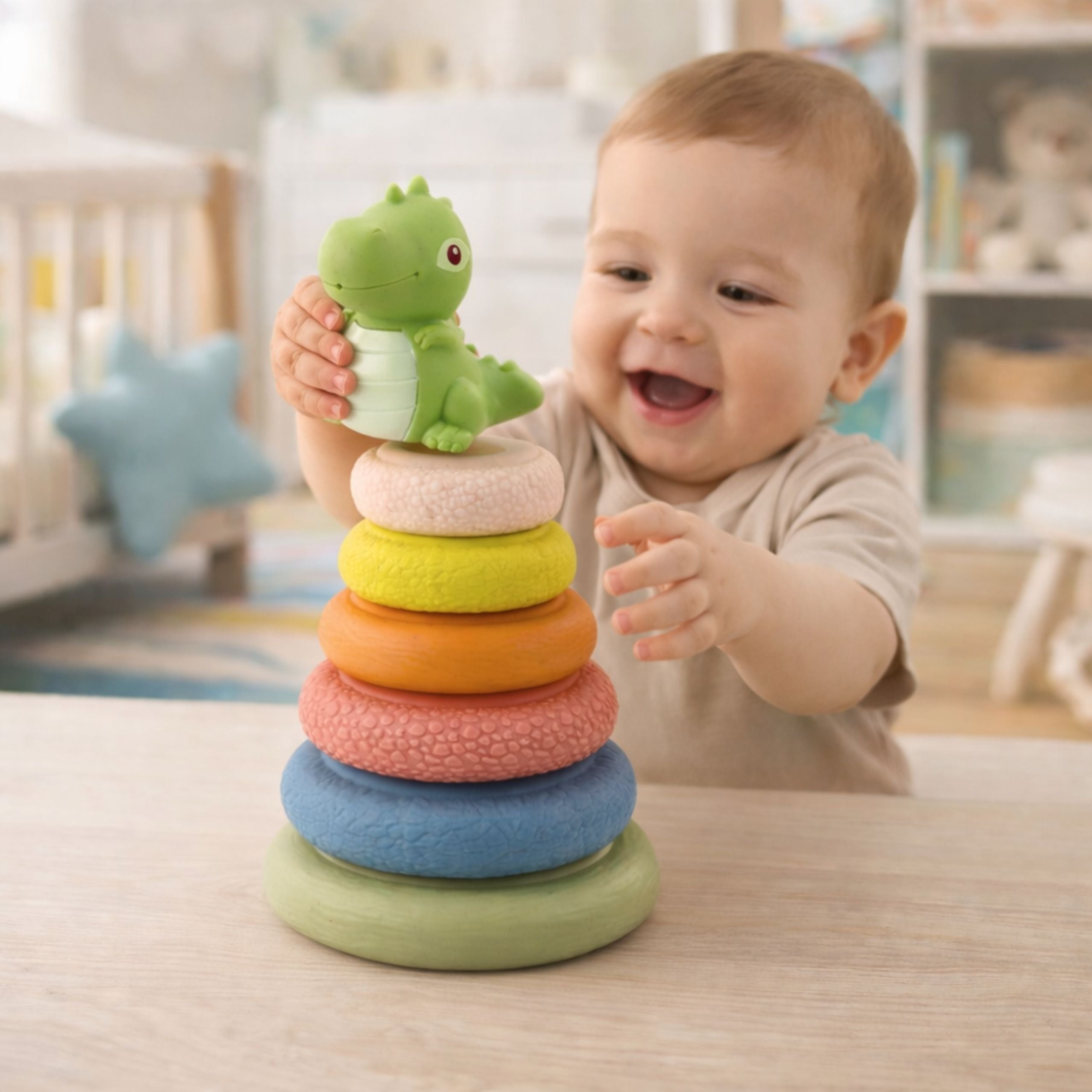 Soft Sensory Pyramid Dinosaur Rubber Eco Colorful