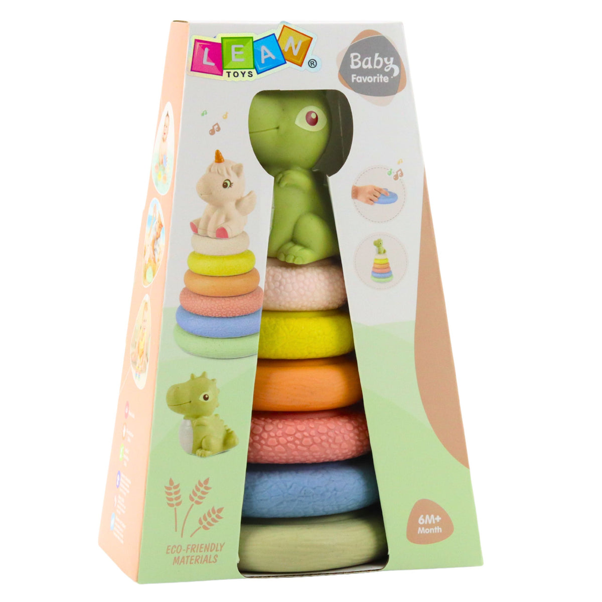Soft Sensory Pyramid Dinosaur Rubber Eco Colorful