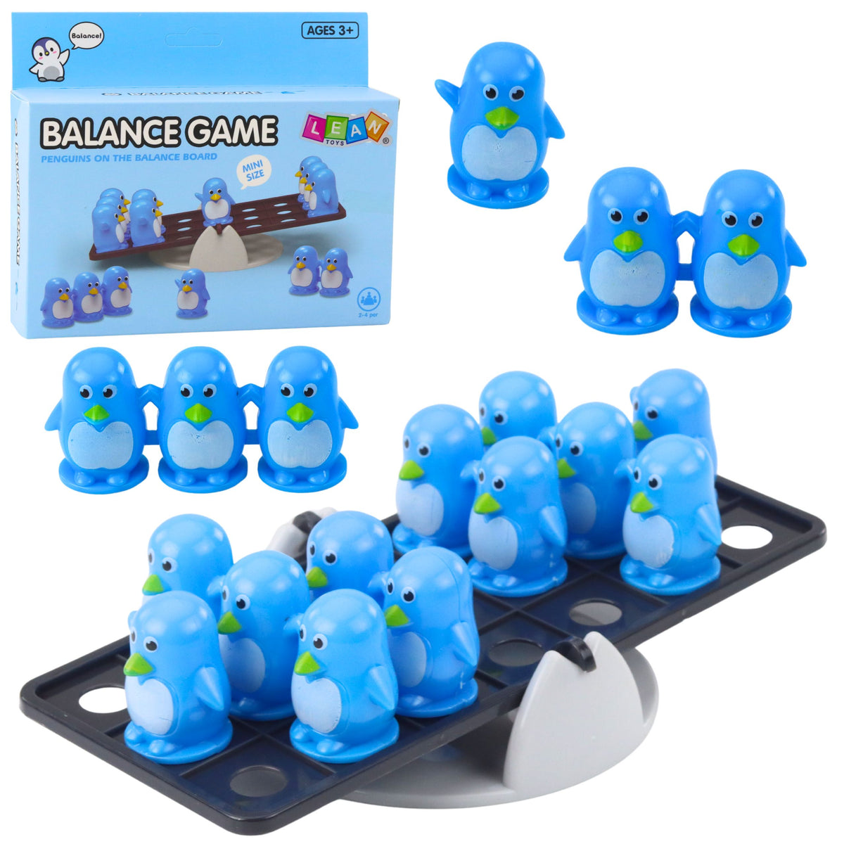 Blue Penguin Balancing Educational Skill Game For Children