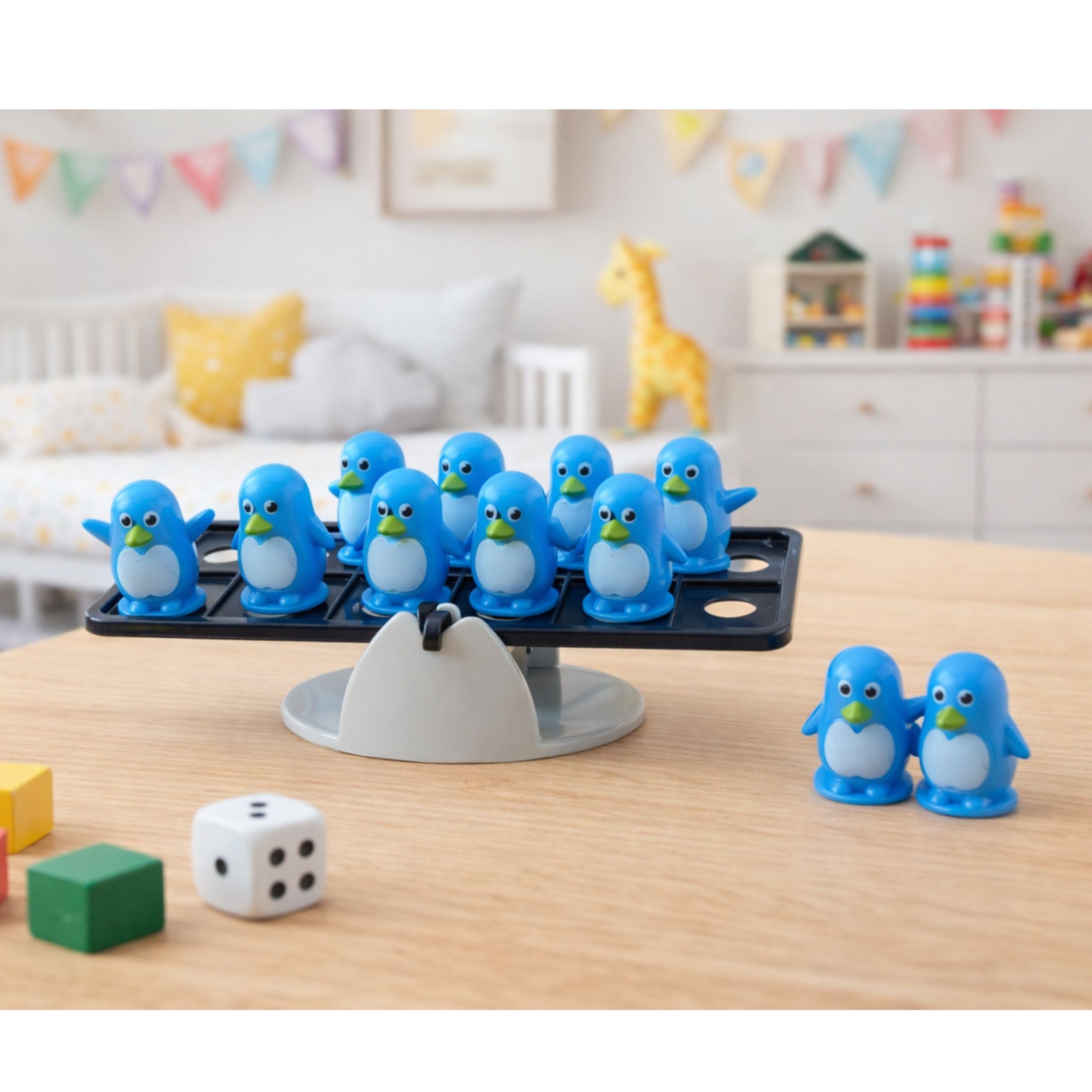 Blue Penguin Balancing Educational Skill Game For Children