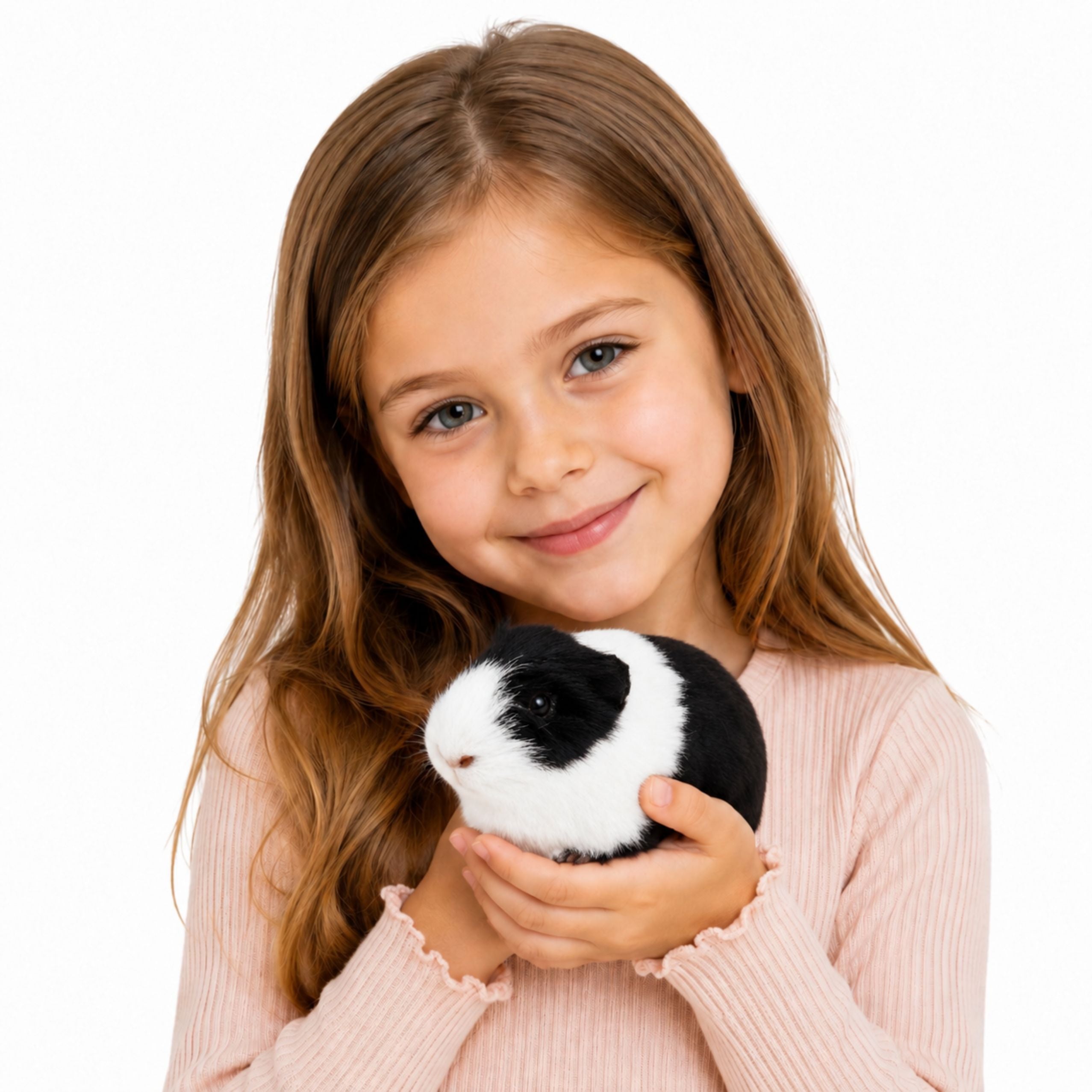 Guinea Pig Realistic Soft Fur Animal Black And White 12 Cm