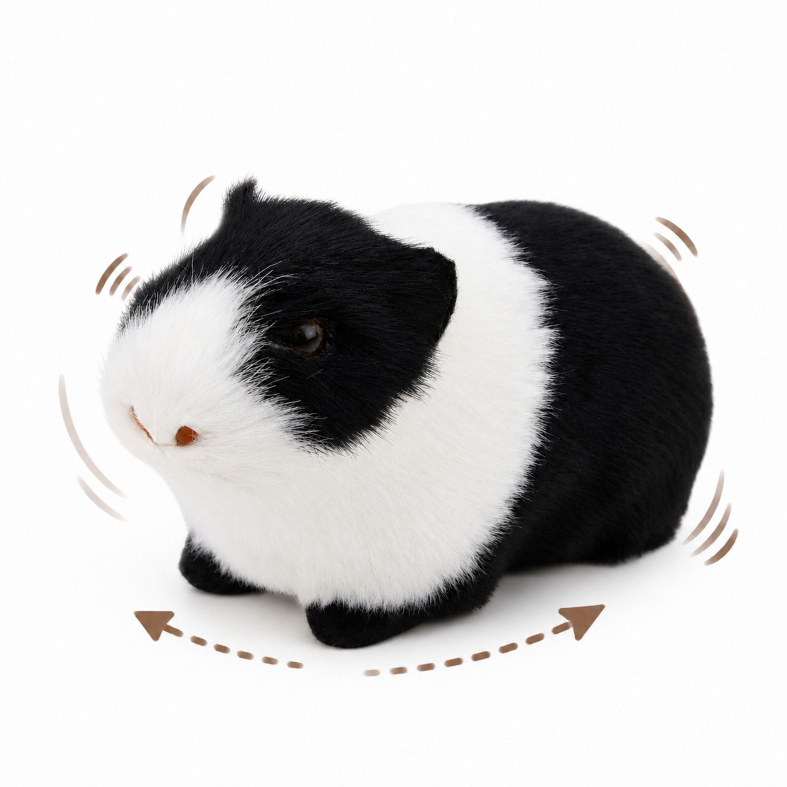 Guinea Pig Realistic Soft Fur Animal Black And White 12 Cm