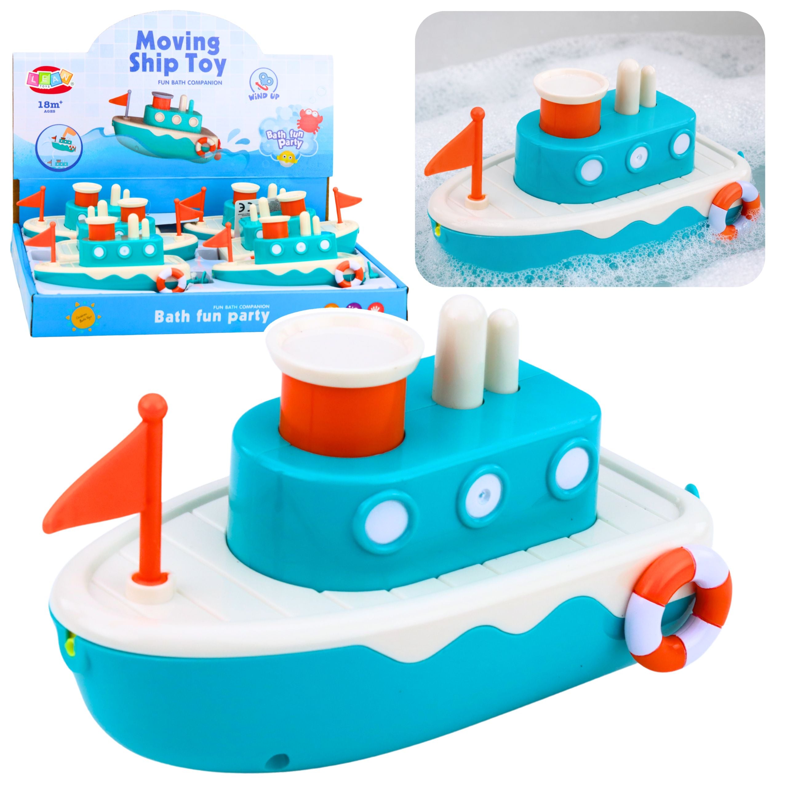Wind-up Bath Toy - Blue Water Squirting Ship