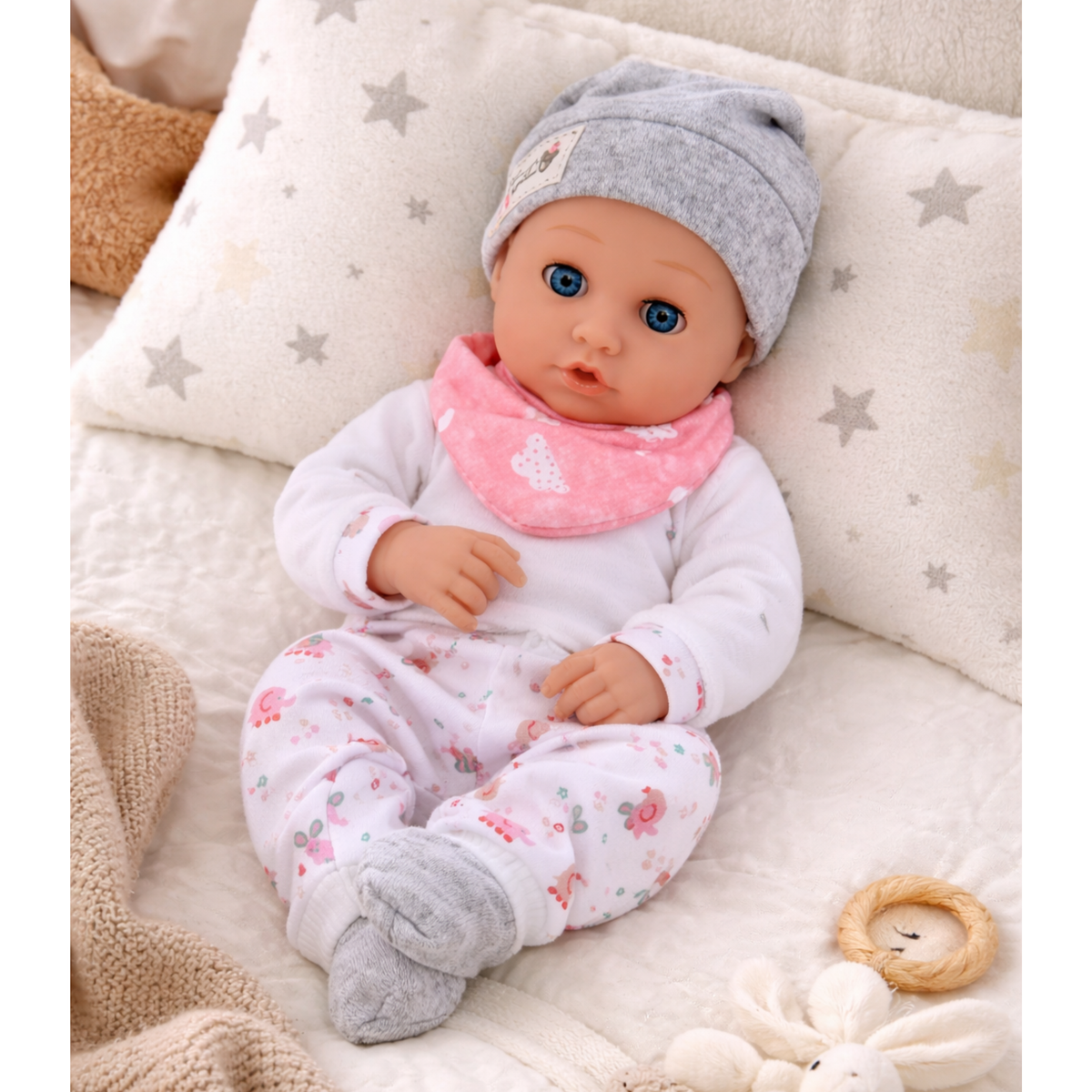 Baby Doll With Feeding Accessories Bib Hat 28 Cm