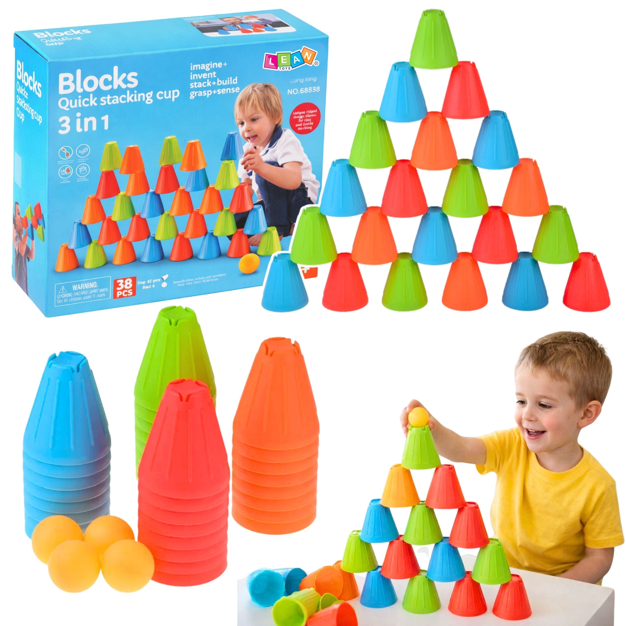 Educational Skill Game Fast Cups 3in1 Balls Cups 38 Pcs.
