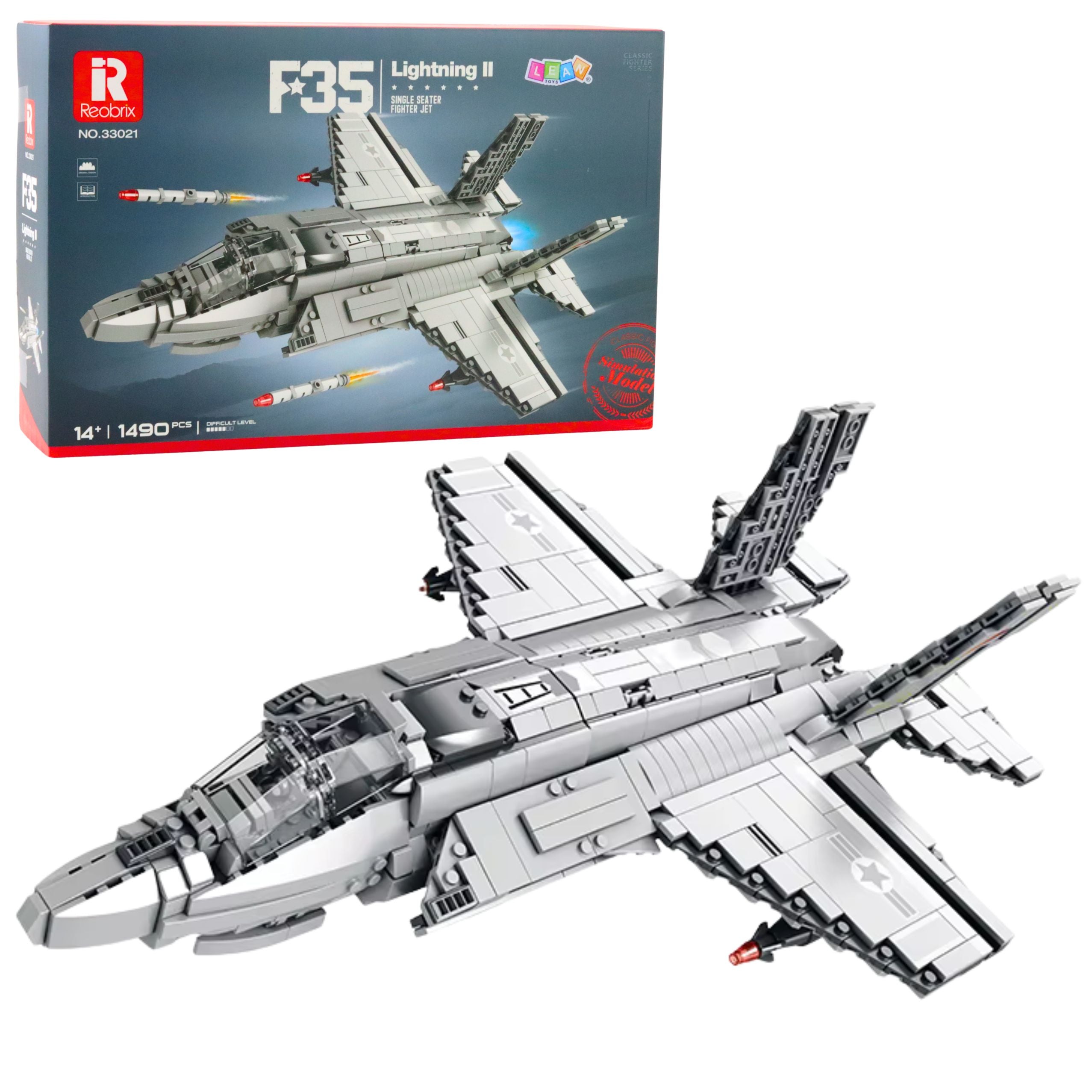 F-35 Lightning Ii Fighter Plane Construction Bricks Gray 1490 Pcs.