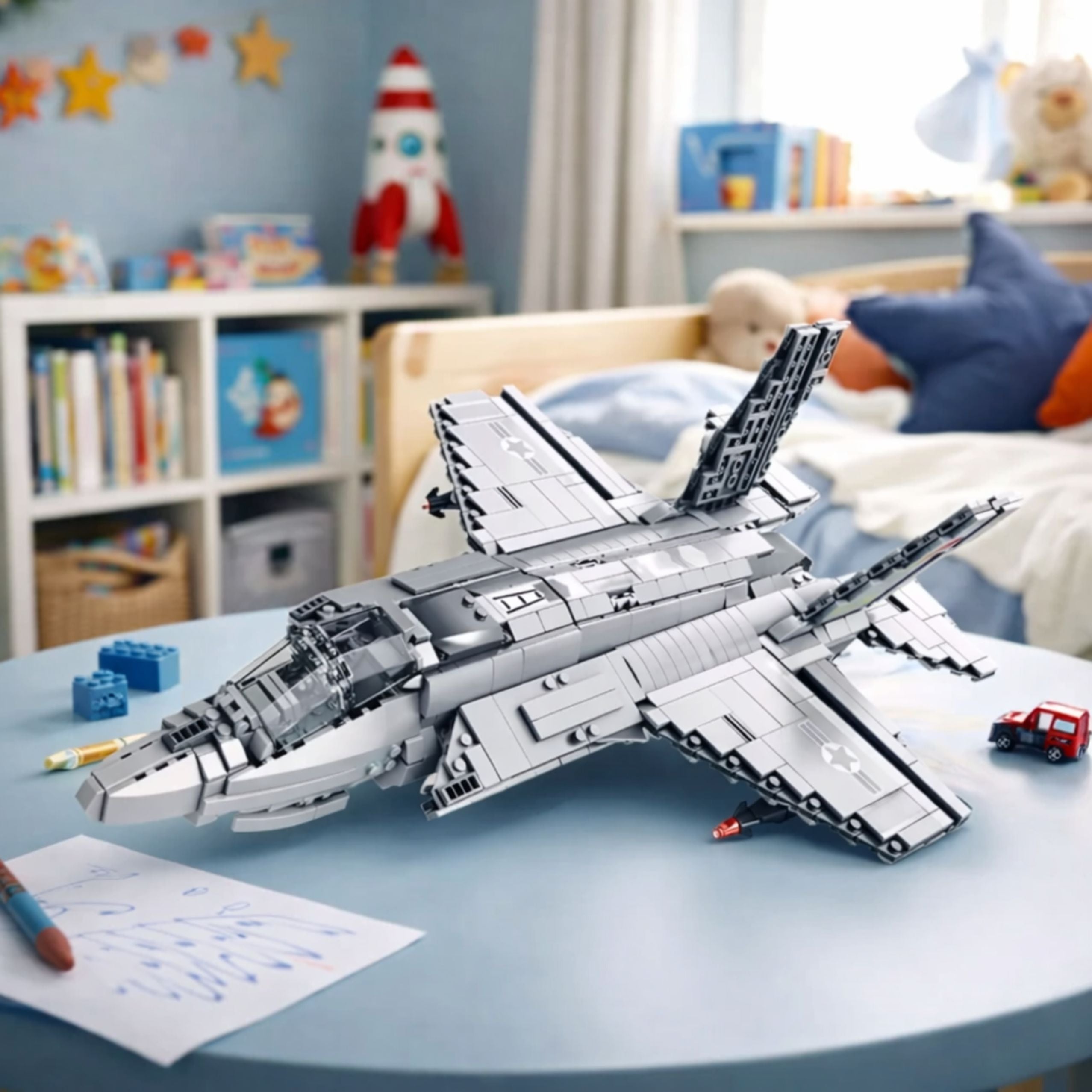 F-35 Lightning Ii Fighter Plane Construction Bricks Gray 1490 Pcs.