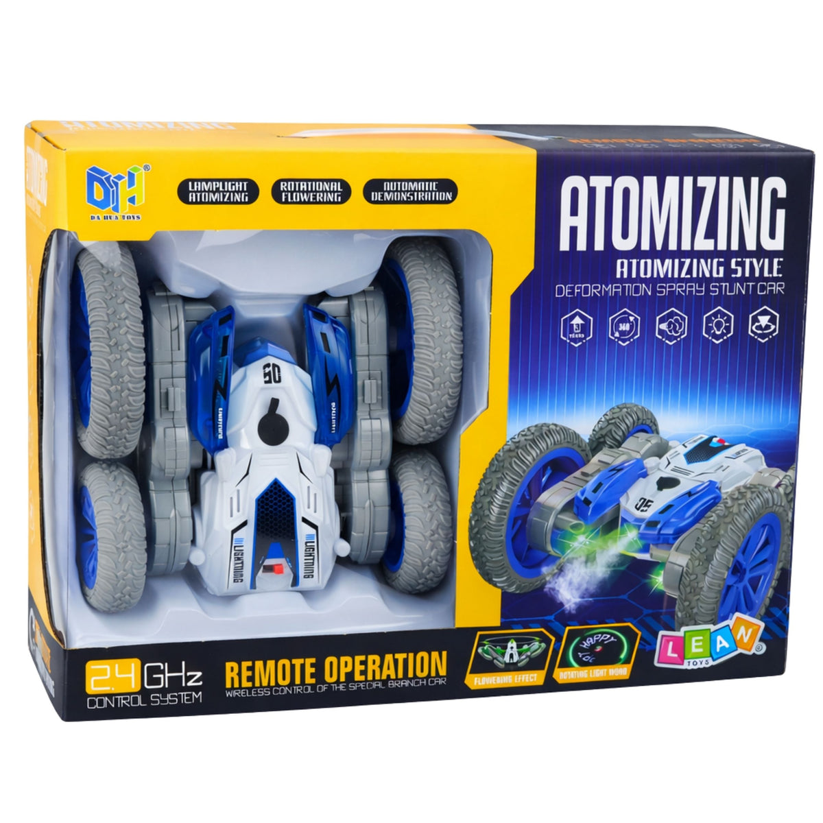 Remote Controlled Stunt Car Rc Lights Smoke Drift 360° Blue