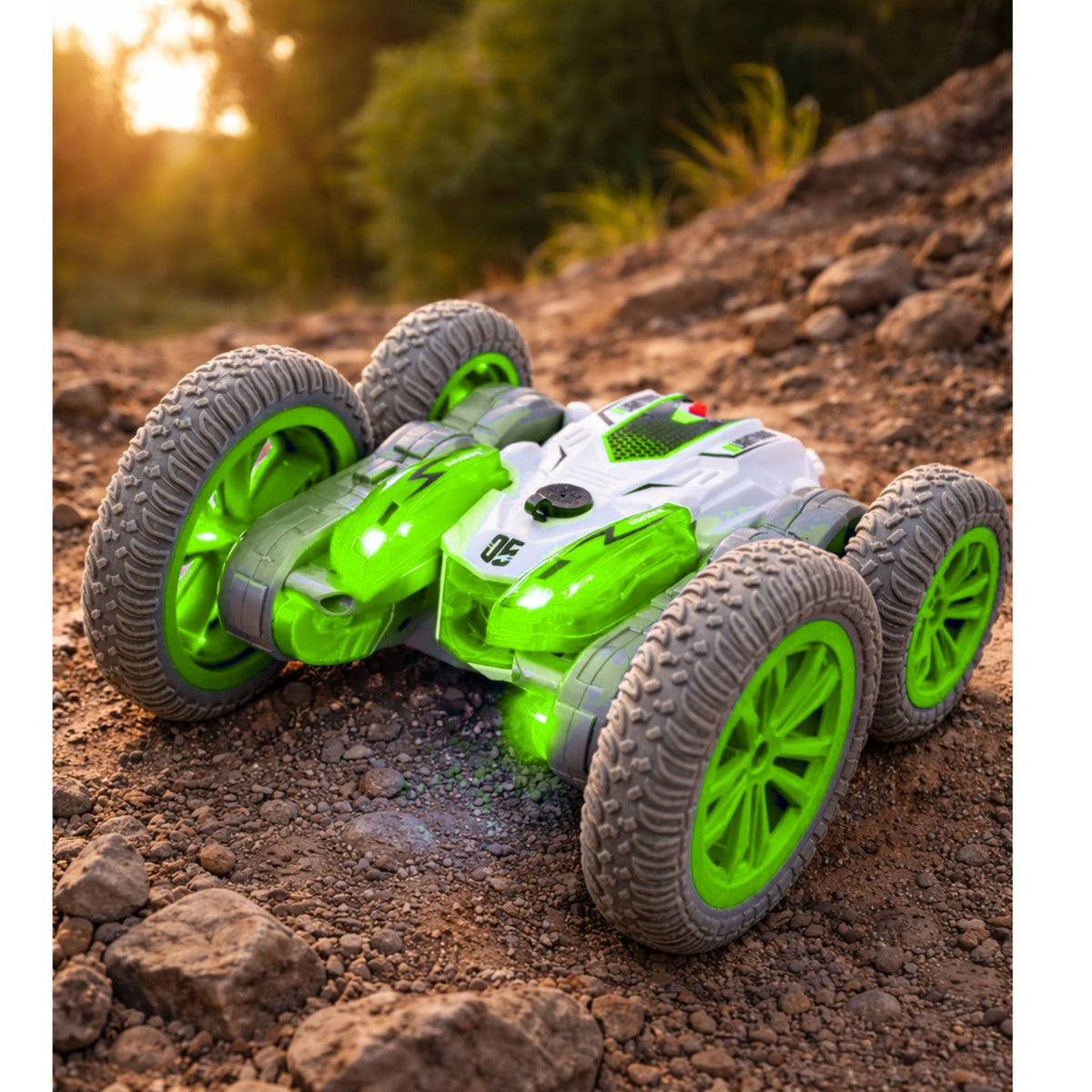 Ferngesteuertes Stunt-Auto, Rc-Lichter, Rauchdrift, 360° grün