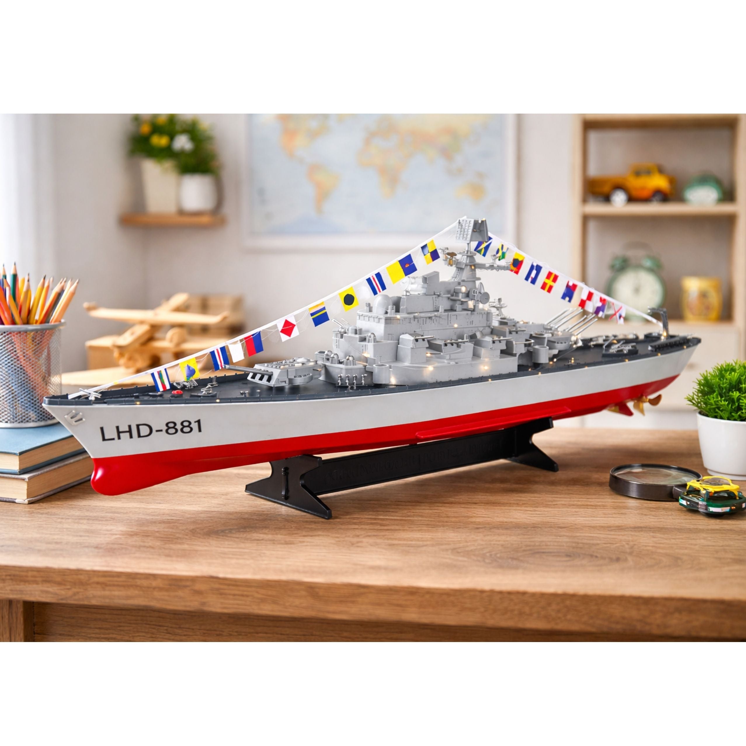 Rc Aircraft Carrier Warship Remote Controlled Led Lighting 1:390