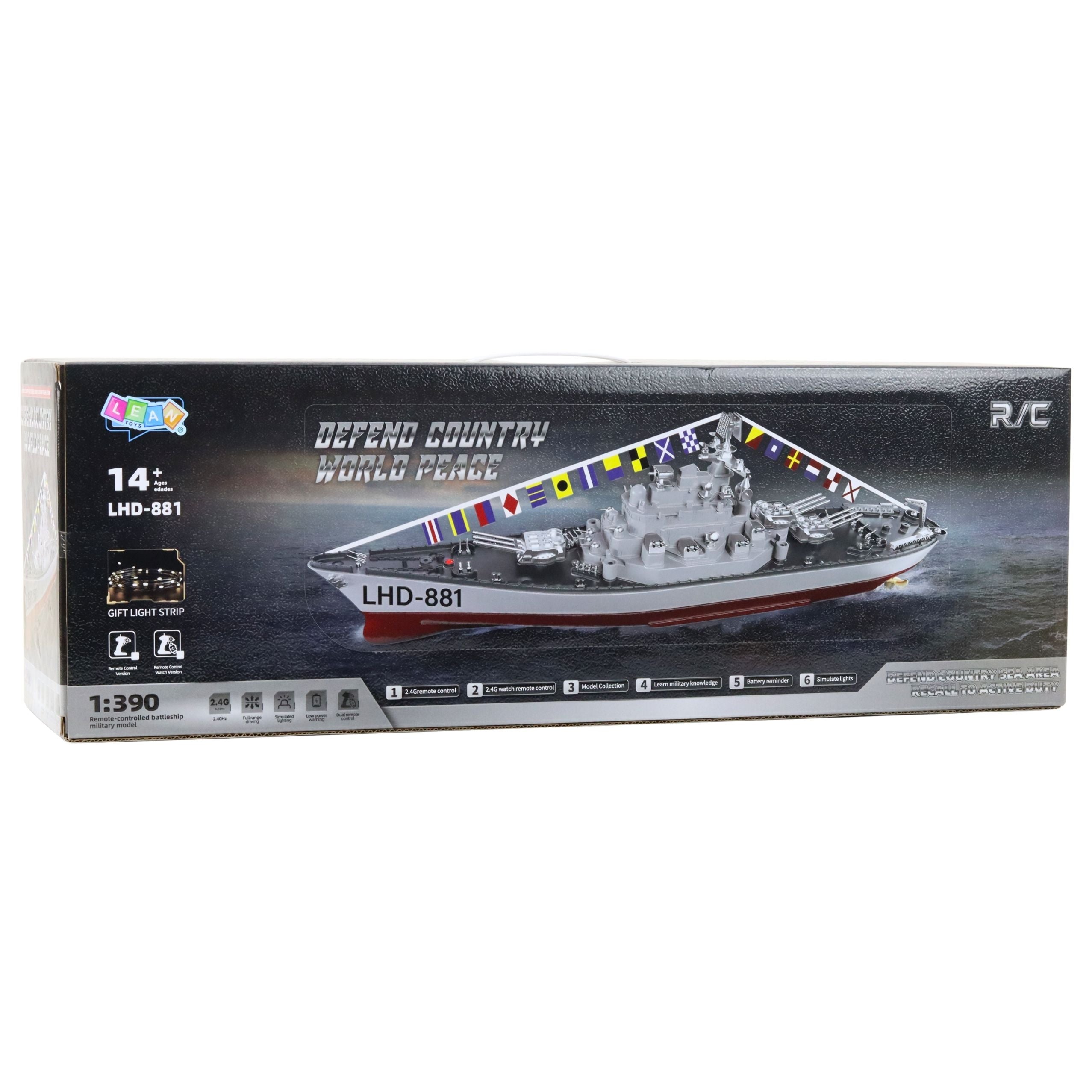 Rc Aircraft Carrier Warship Remote Controlled Led Lighting 1:390
