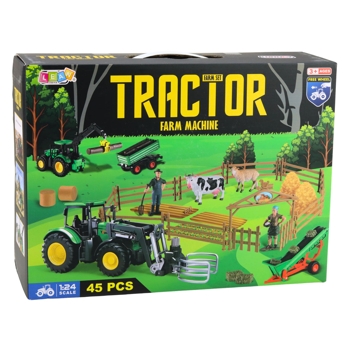 Set Agricolo Trattore Con Rimorchio Animali Farmers Farm 45 Pz.