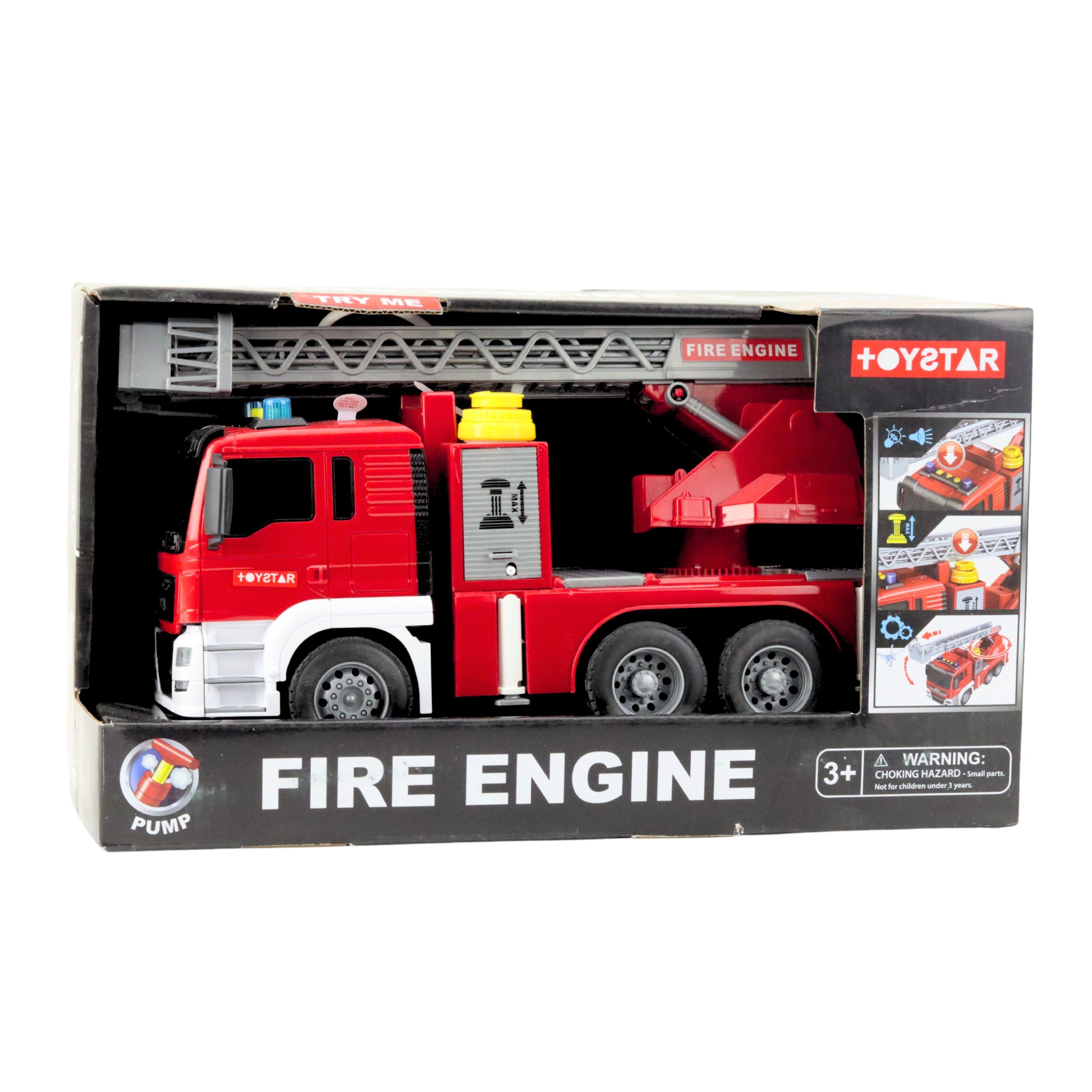 Fire Truck With Boom Fire Department Drive Water Pouring Lights Sounds