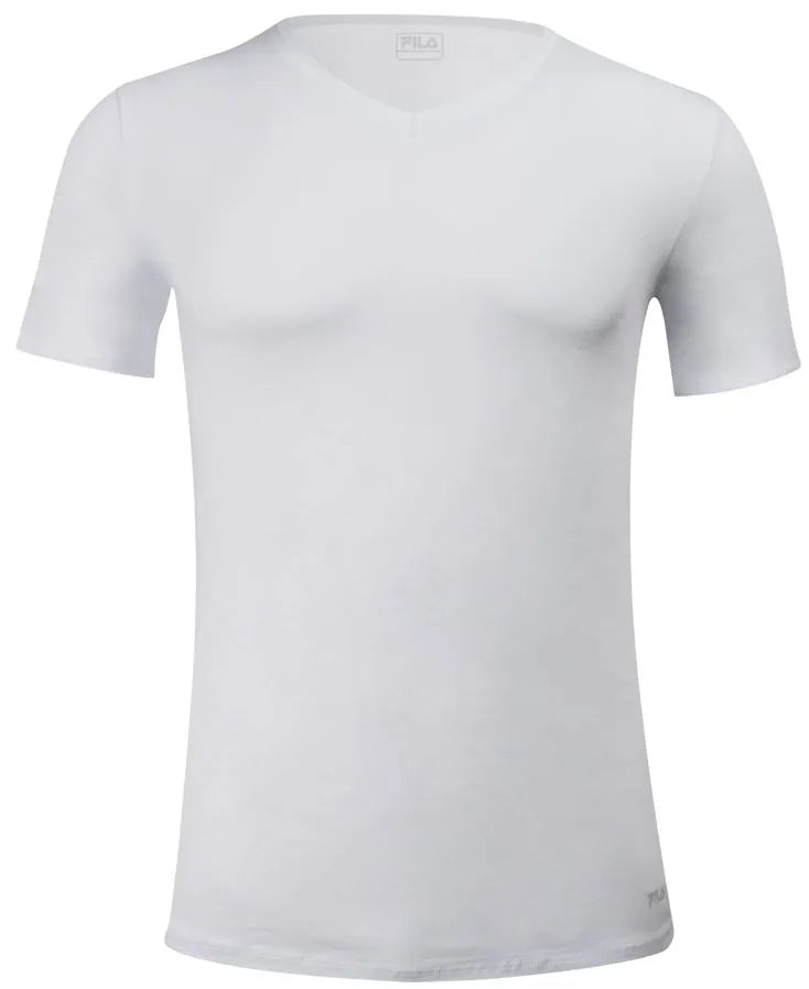 Tricou bărbați Fila cu decolteu în V Fit White White