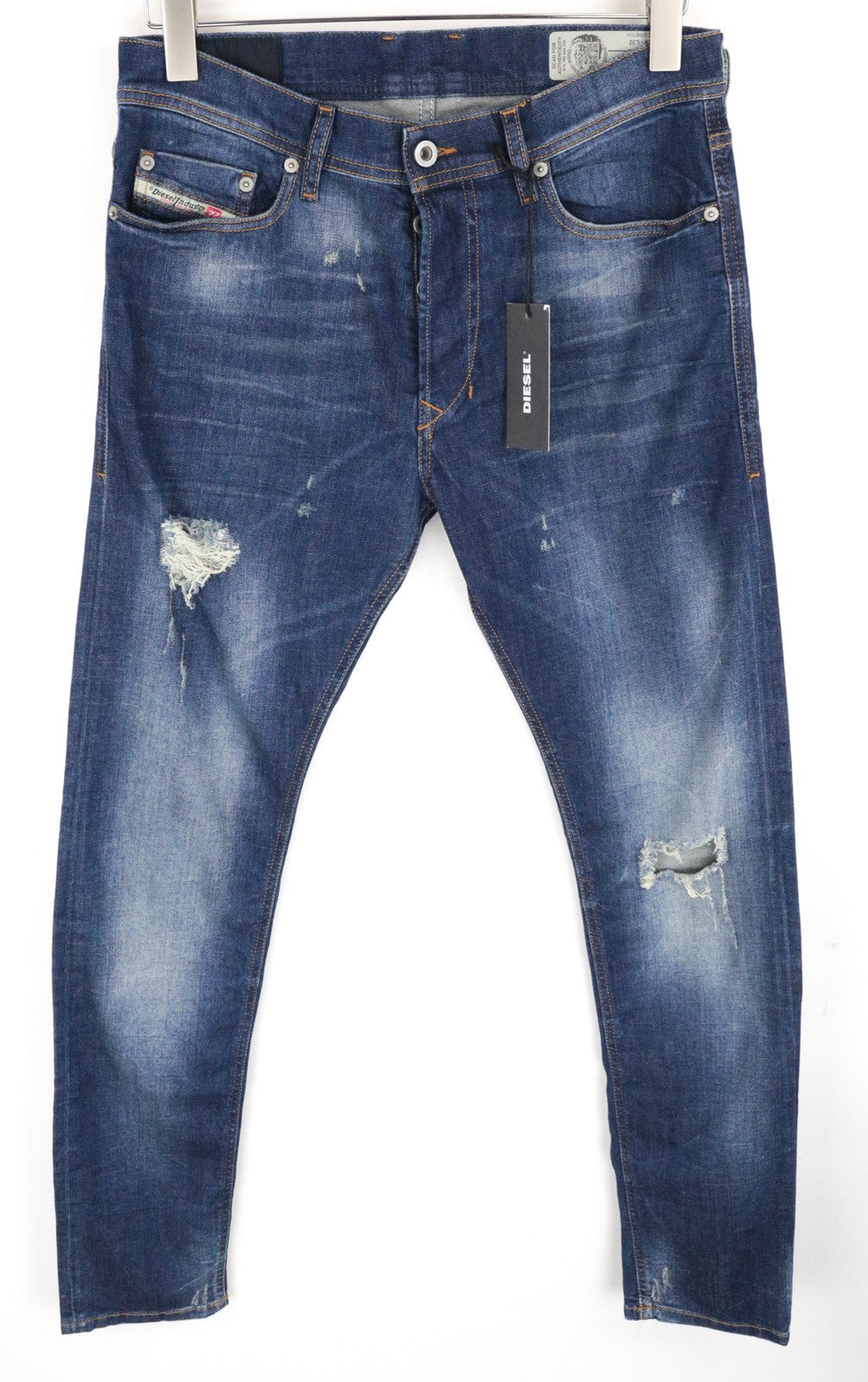 Diesel Tepphar 084txmen Jeans Slim Carrot Fit Distressed Aged Look Blue