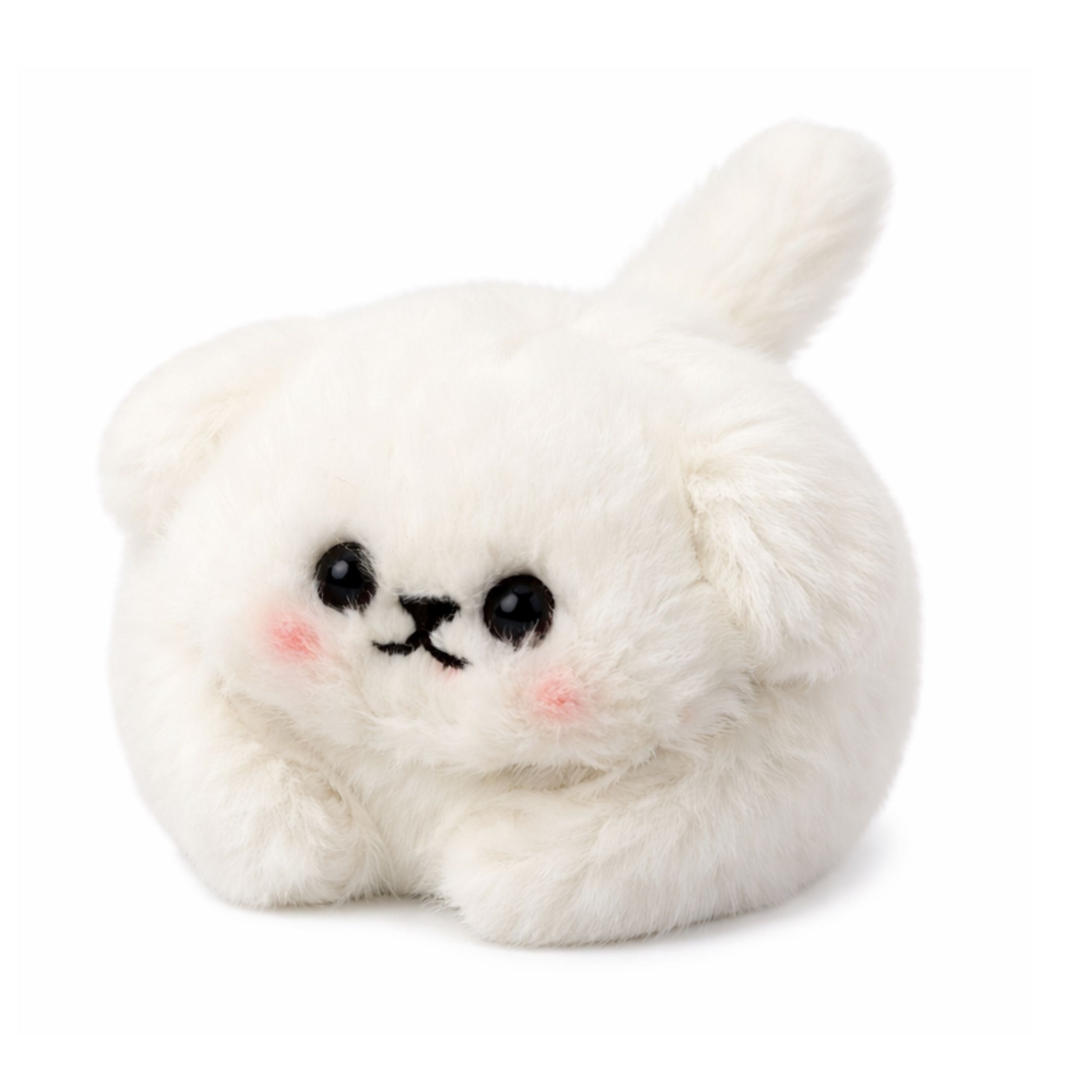 Plush White Dog With Wagging Tail And Squeaking Sounds Keychain 9 Cm