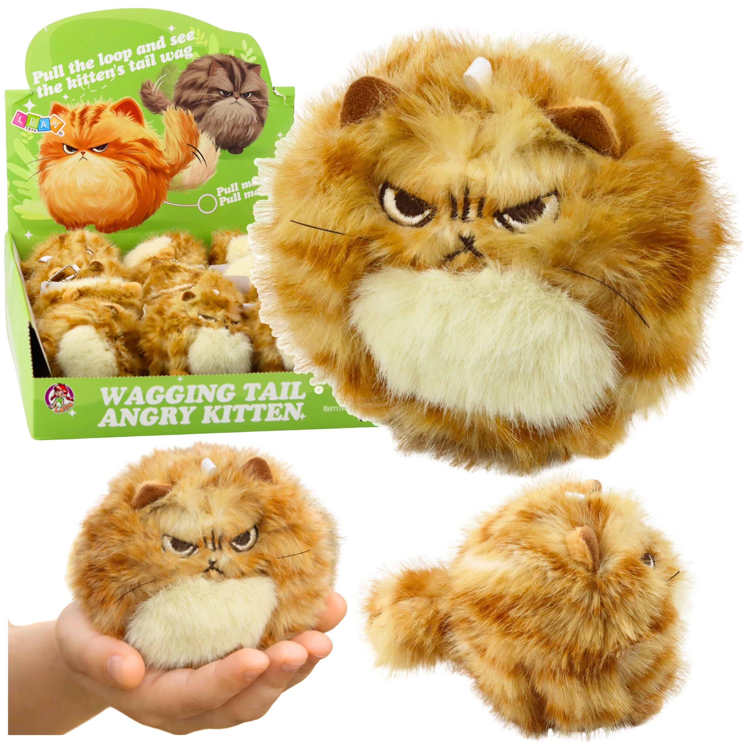 Plush Kitten With Wiggle Tail Squeaking Sounds Keychain 9 Cm