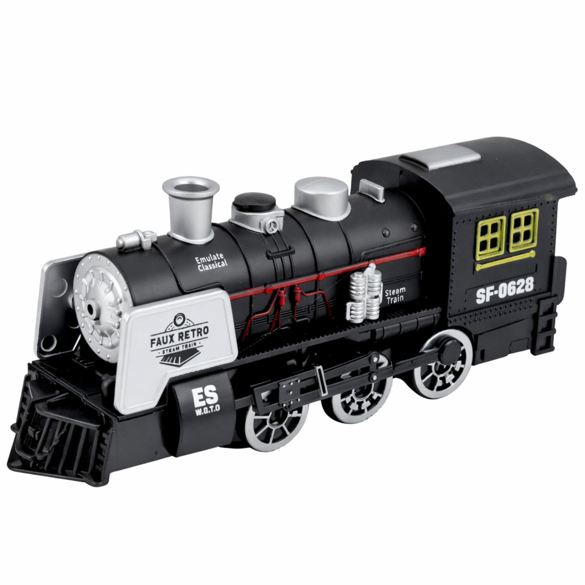 Klassieke Locomotief Obstakelsensor Rooklichten Klinkt Zwart