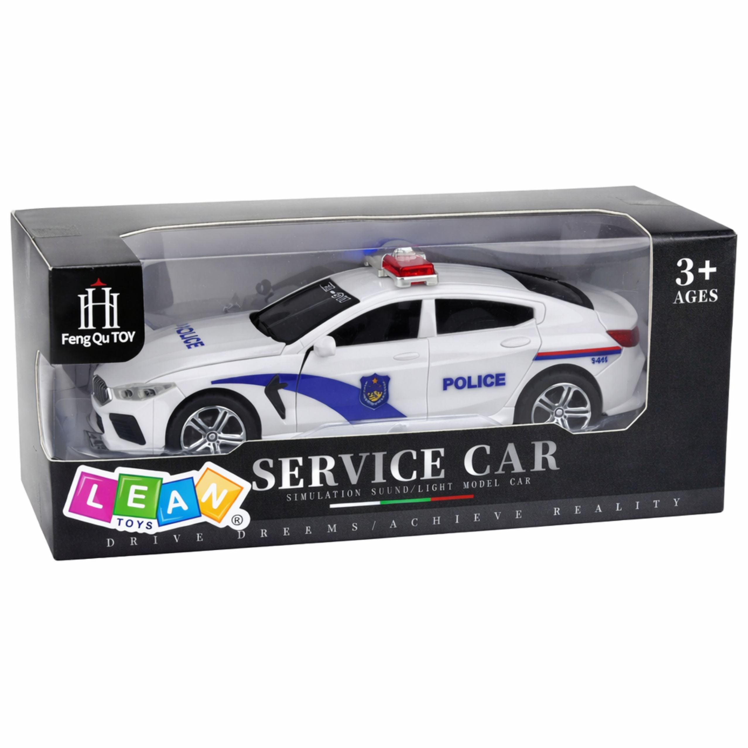 Police Car Opening Doors Motorized Lights Sounds White