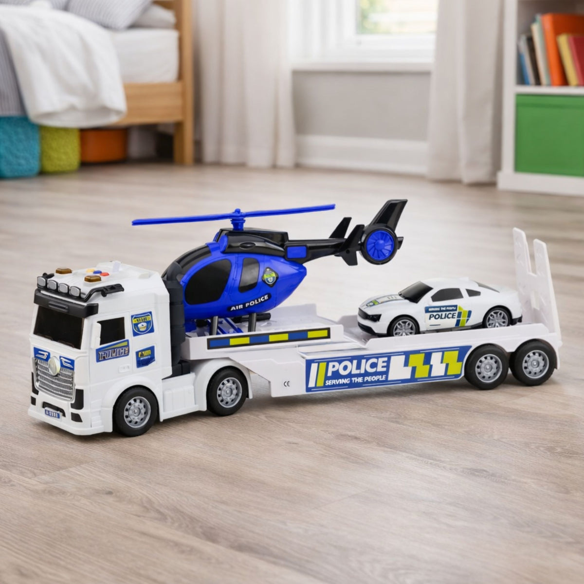 Police Truck Tow Truck Car Helicopter Lights Sound Set