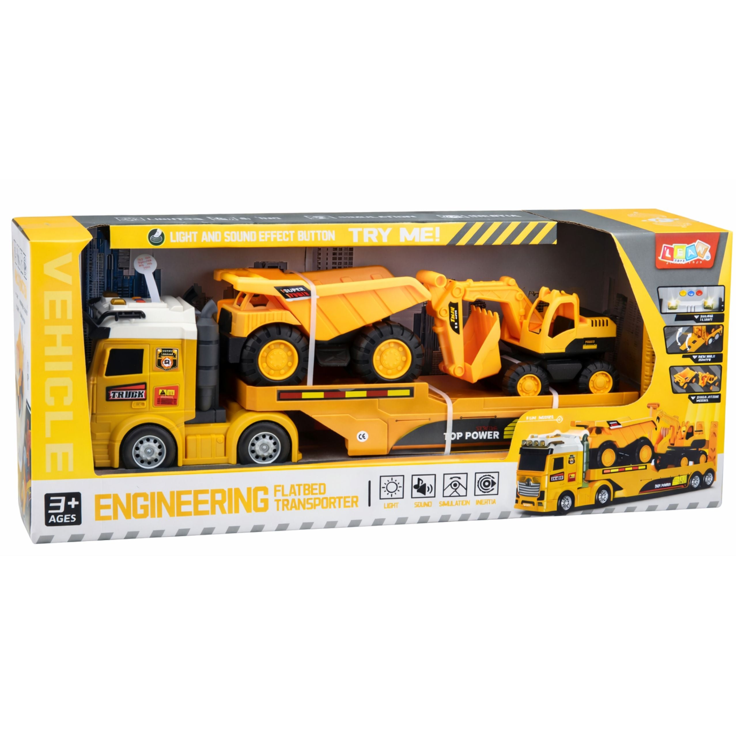 Construction Vehicles Set Truck Tow Truck Excavator Dump Truck Lights Sound