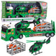 Dinosaur Transport Set: Truck Tow Truck Helicopter Lights Sound