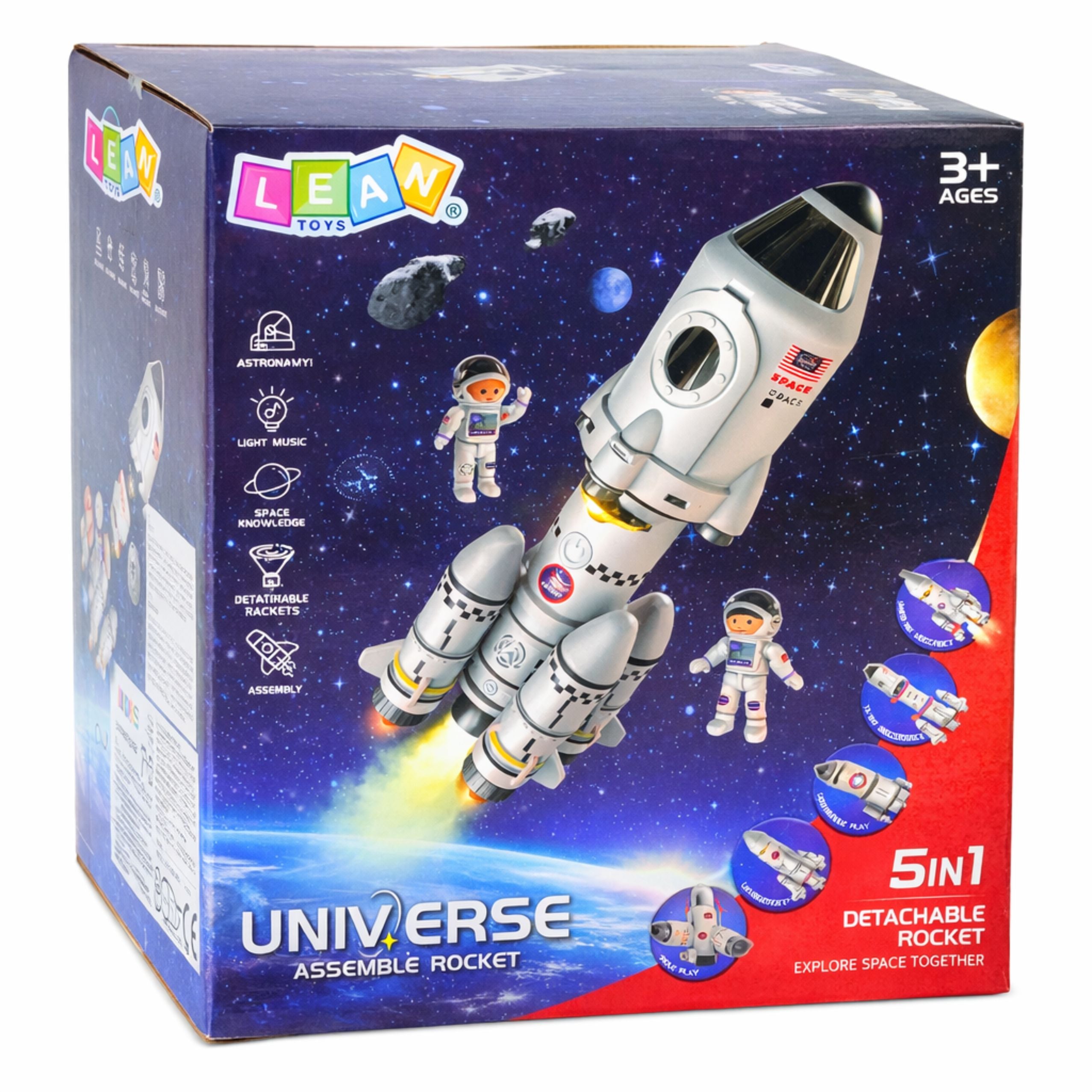 Educational Toy Space Rocket 5 In 1 Astronauts Lights Sounds