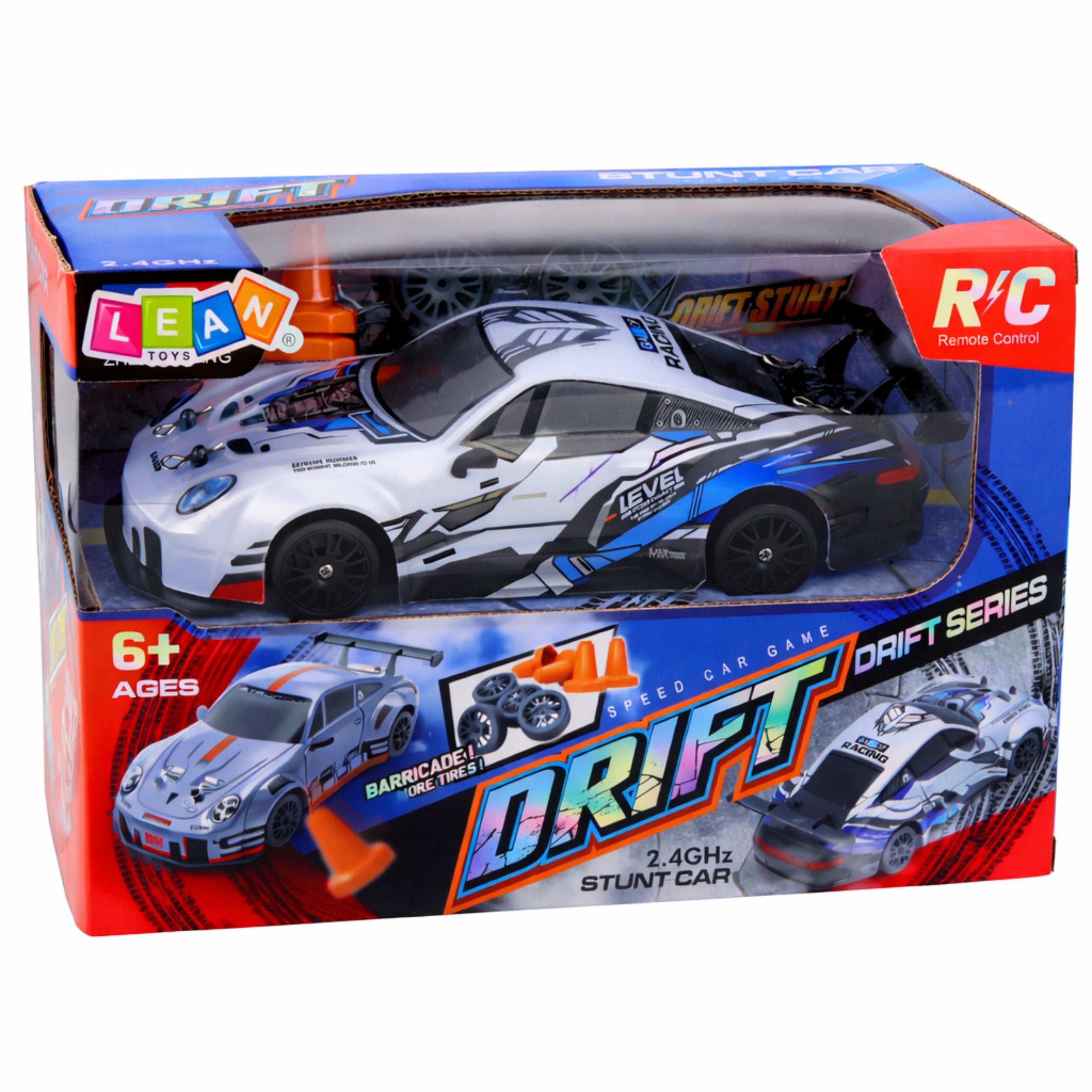 Remote Controlled Drift Car Rc Interchangeable Wheels 4wd Blue 1:24