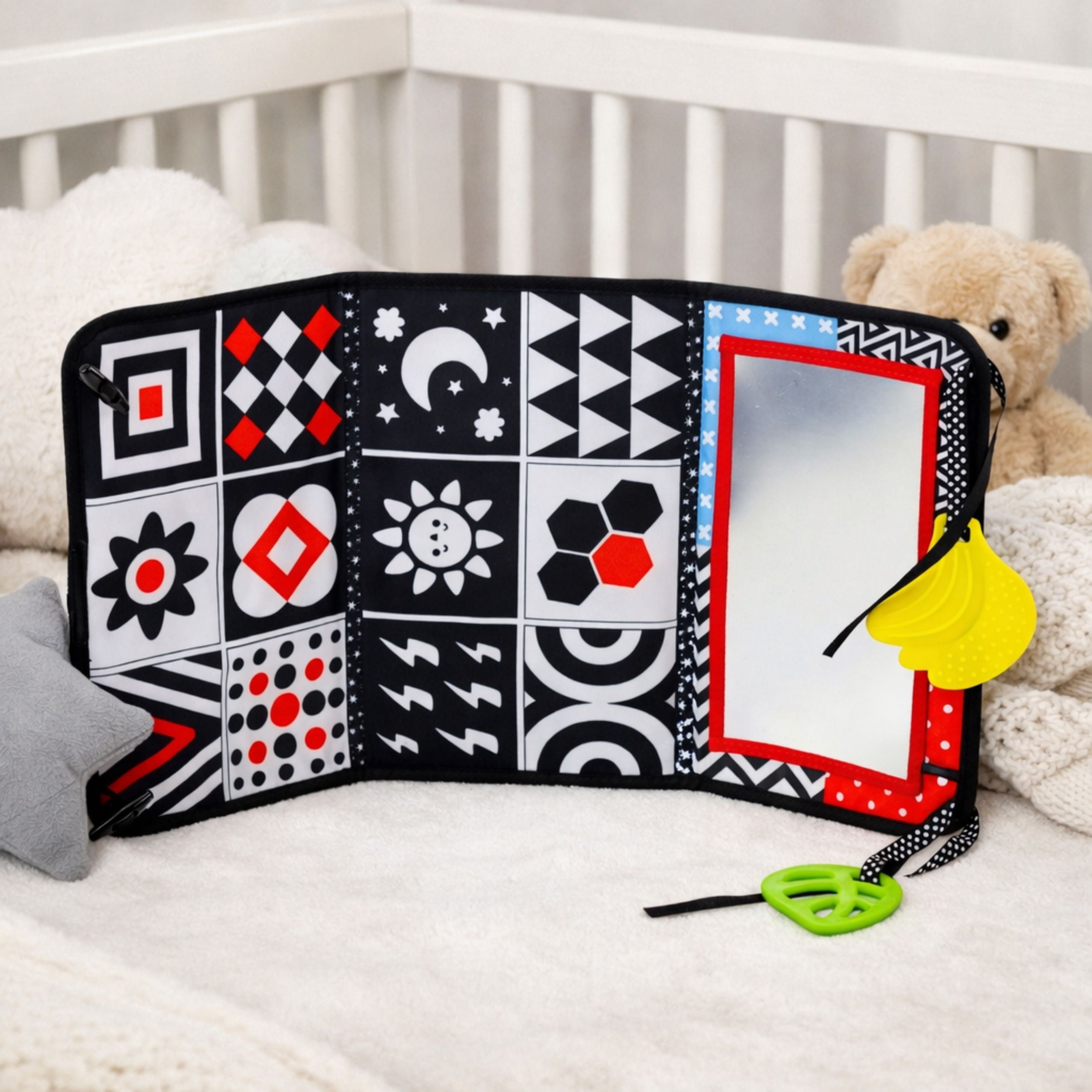 Contrast Sensory Educational Mat With Mirror For Babies