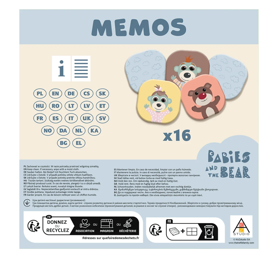 Children’s Game Memos Bobaski And Bear Trefl 02891