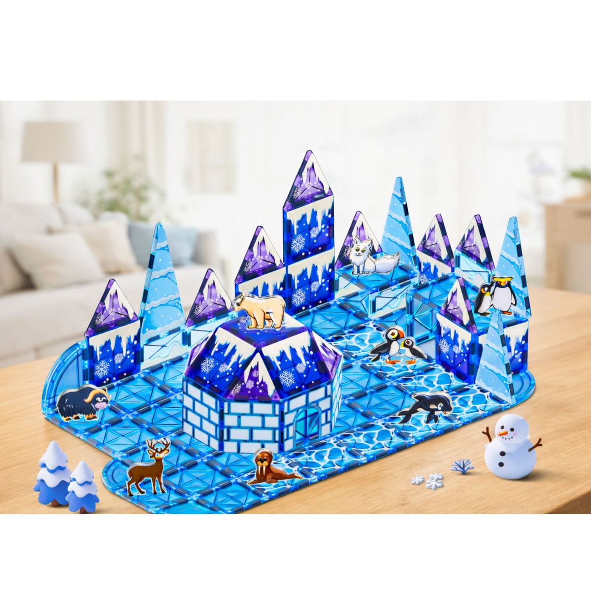 Magnetic Blocks Ice Land Animal Figures Blue 94 Pcs.