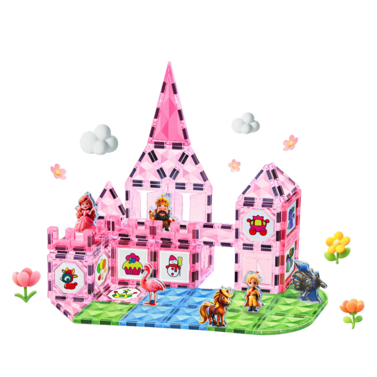 Magnetic Blocks With Figures Paints Cards For Painting Pink 80 Pcs.