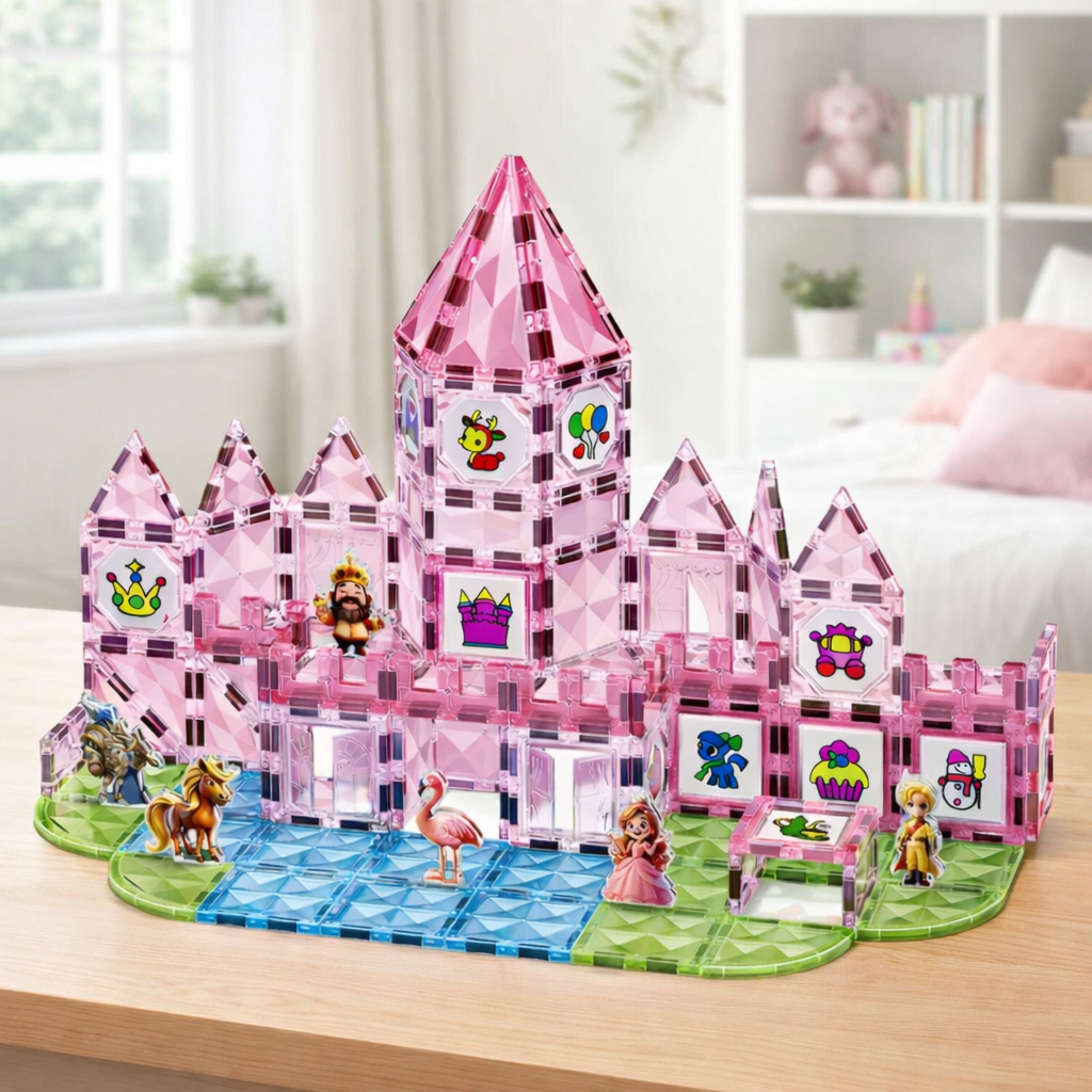 Magnetic Blocks With Figures Paints Cards For Painting Pink 142 Pcs.