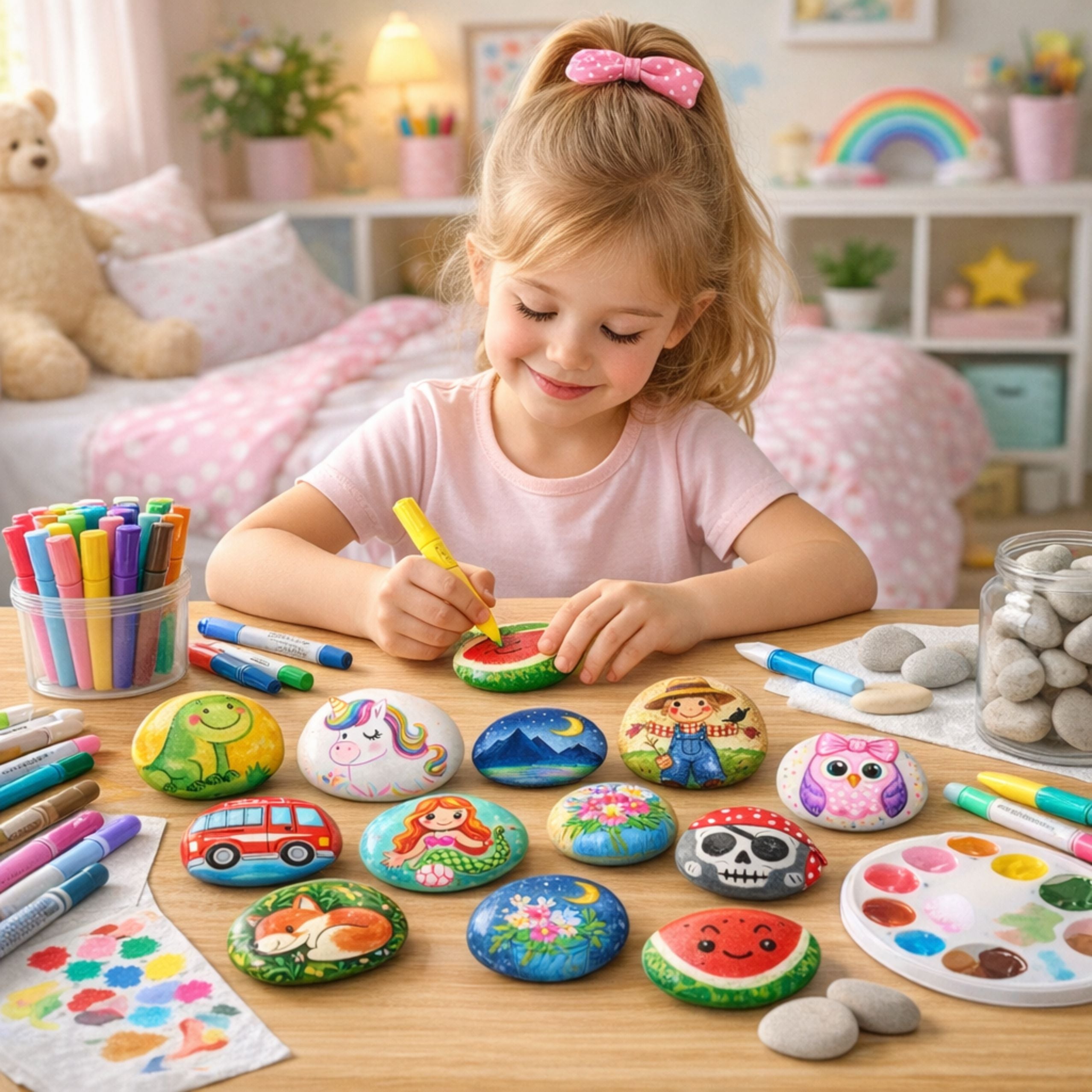 Creative Set For Painting Rocks Markers Glitter Glues