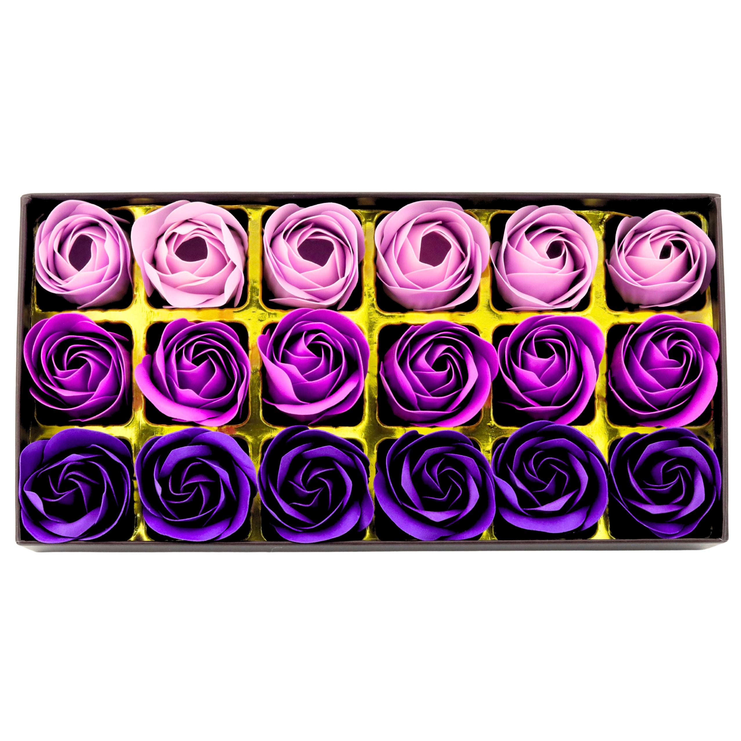 Flower Box Eternal Fragrant Roses Flowers In A Box Purple 18 Pcs.