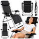 Folding Garden Beach Deckchair With Table And Headrest Steel Anthracite