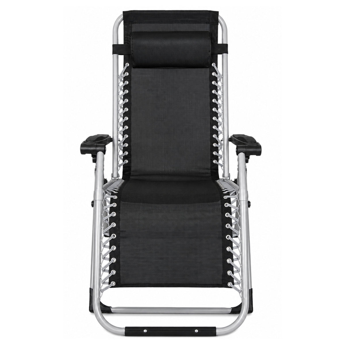 Folding Garden Beach Deckchair With Table And Headrest Steel Anthracite