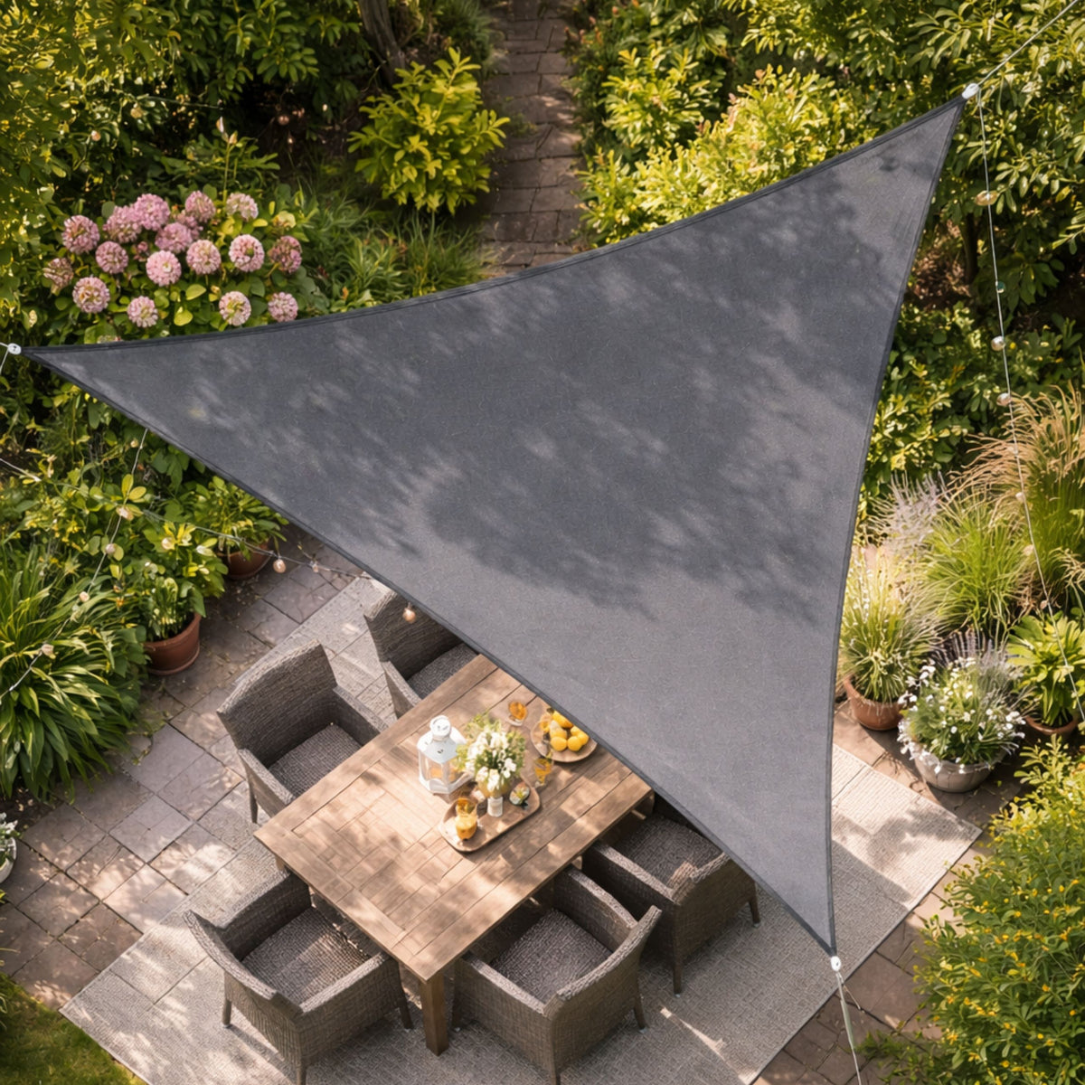 Tenda Da Sole Da Giardino Impermeabile Triangolare Grigia 400x400 Cm