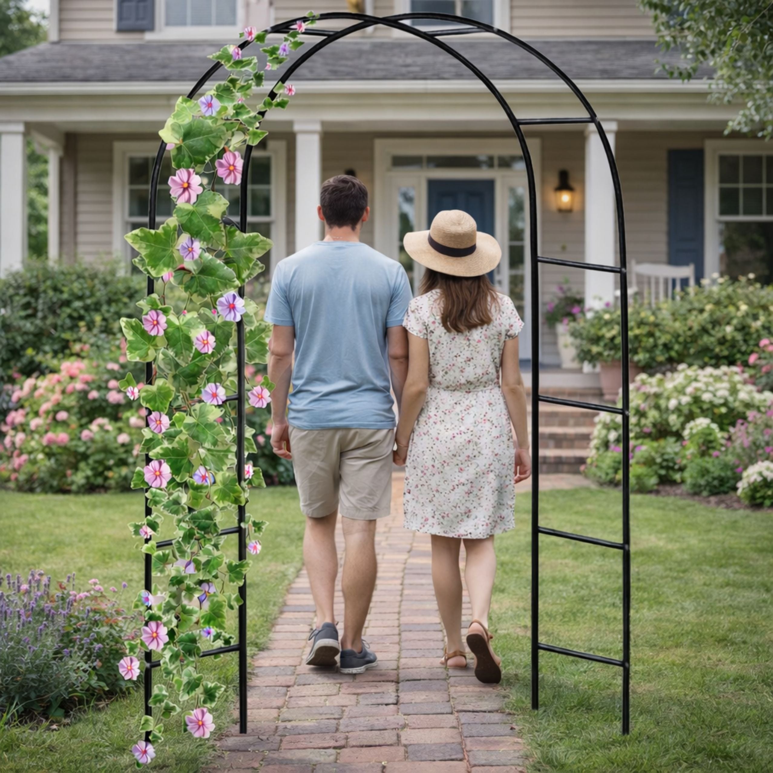 Metal Garden Pergola For Plants Support For Climbers Arch 240x140 Cm